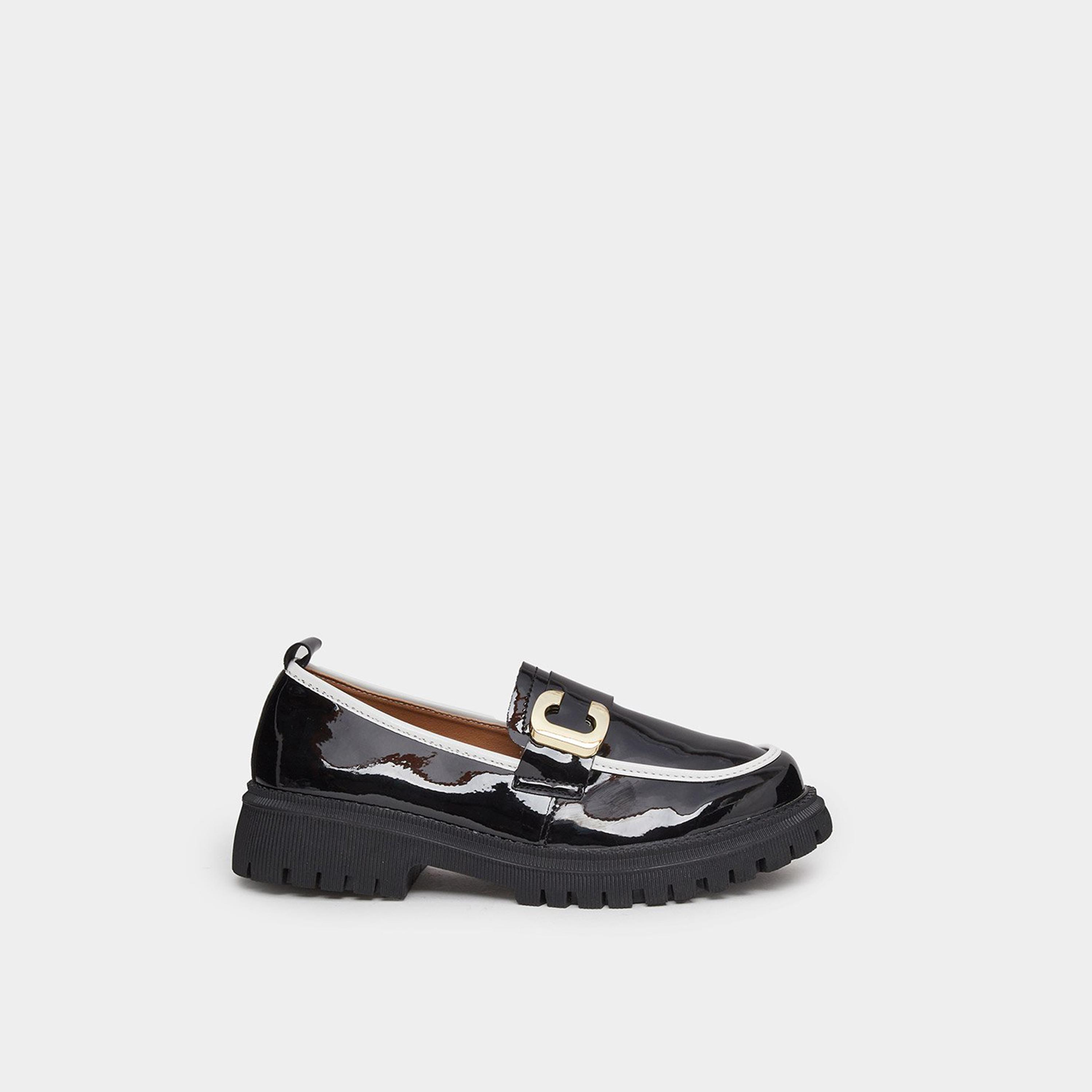 ستايلي - حذاء لوفر من الجلد الأسود اللامع مع لمسات معدنية-women-shoes-flats-loafers-image-3