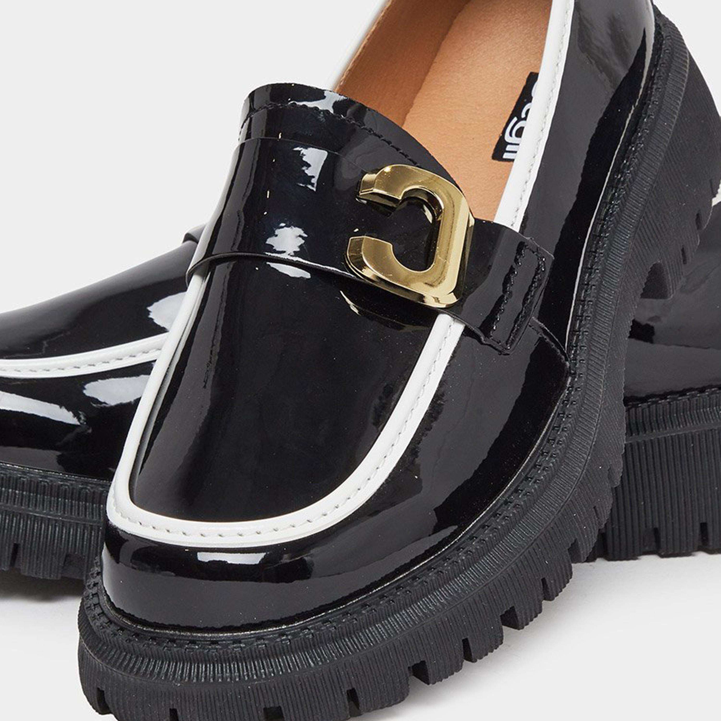 ستايلي - حذاء لوفر من الجلد الأسود اللامع مع لمسات معدنية-women-shoes-flats-loafers-image-4
