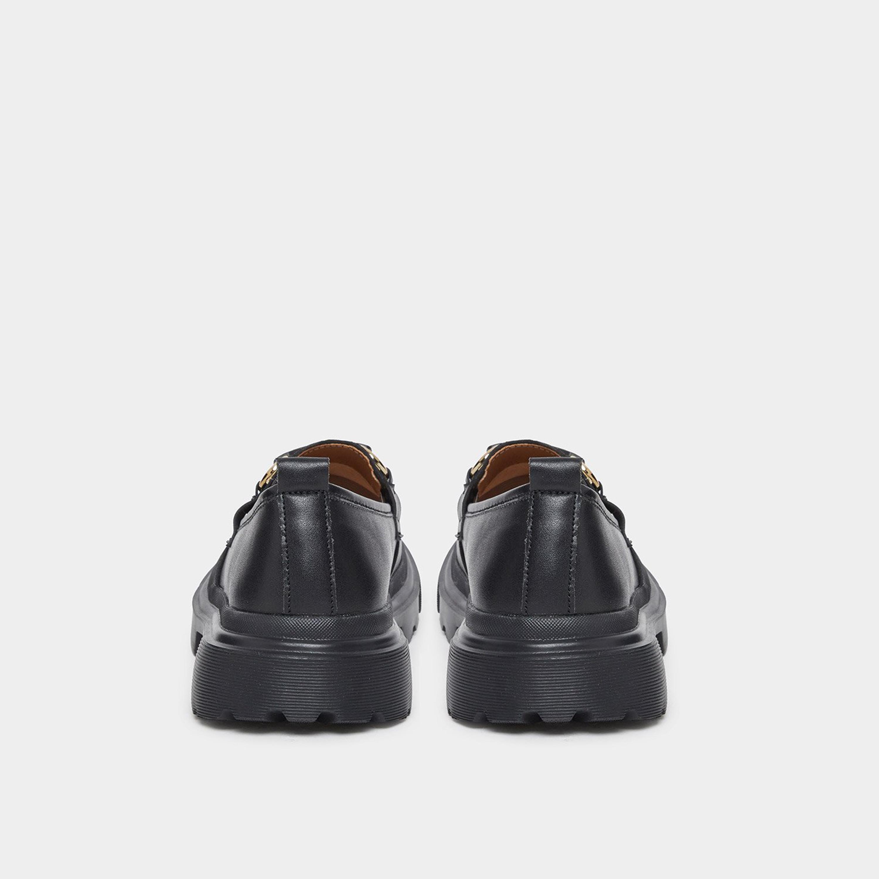 Styli Women Black Chunky Sole Loafers with Metal Accent-women-shoes-flats-loafers-image-5