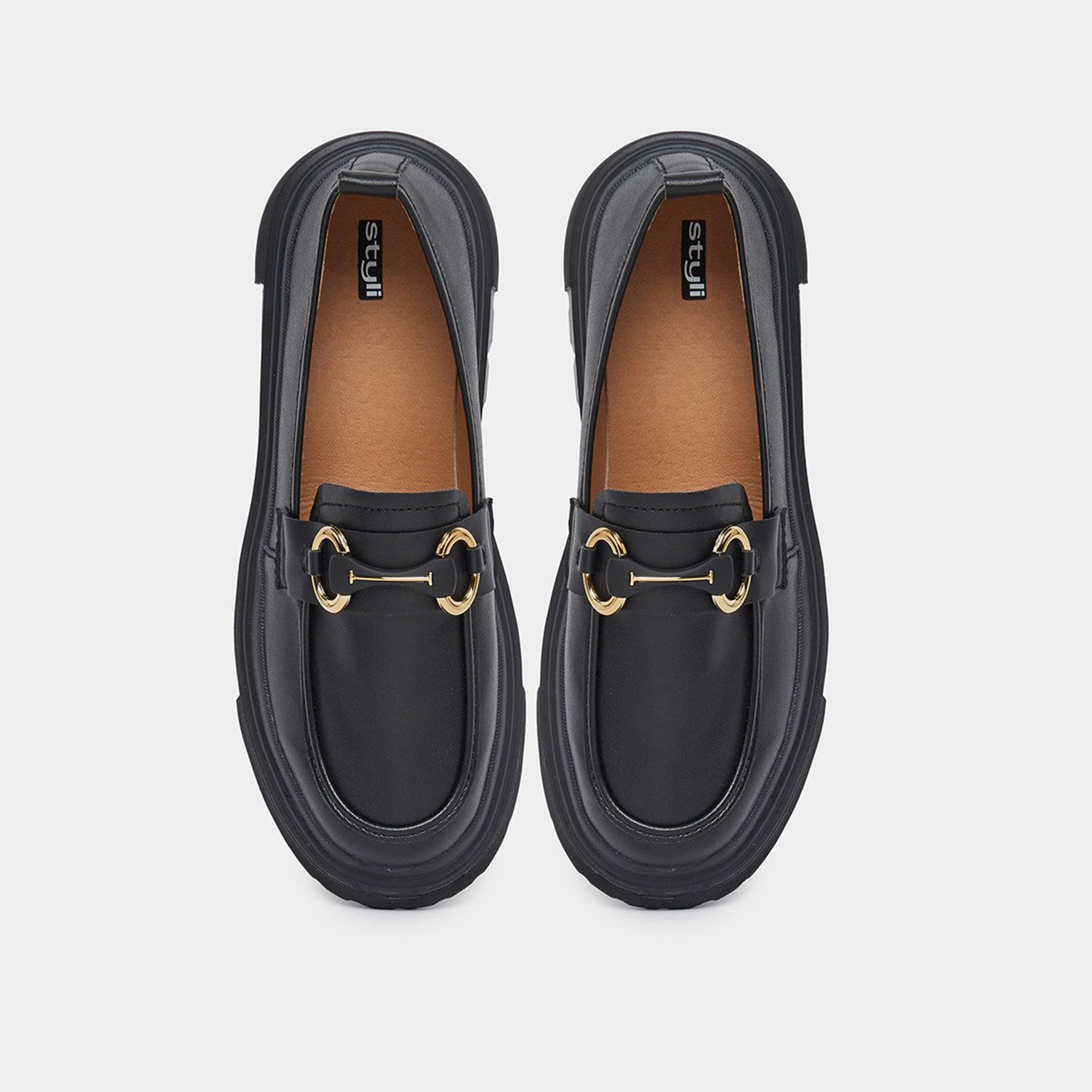 ستايلي - حذاء لوفر أسود بنعل سميك مع لمسات معدنية-women-shoes-flats-loafers-image-6