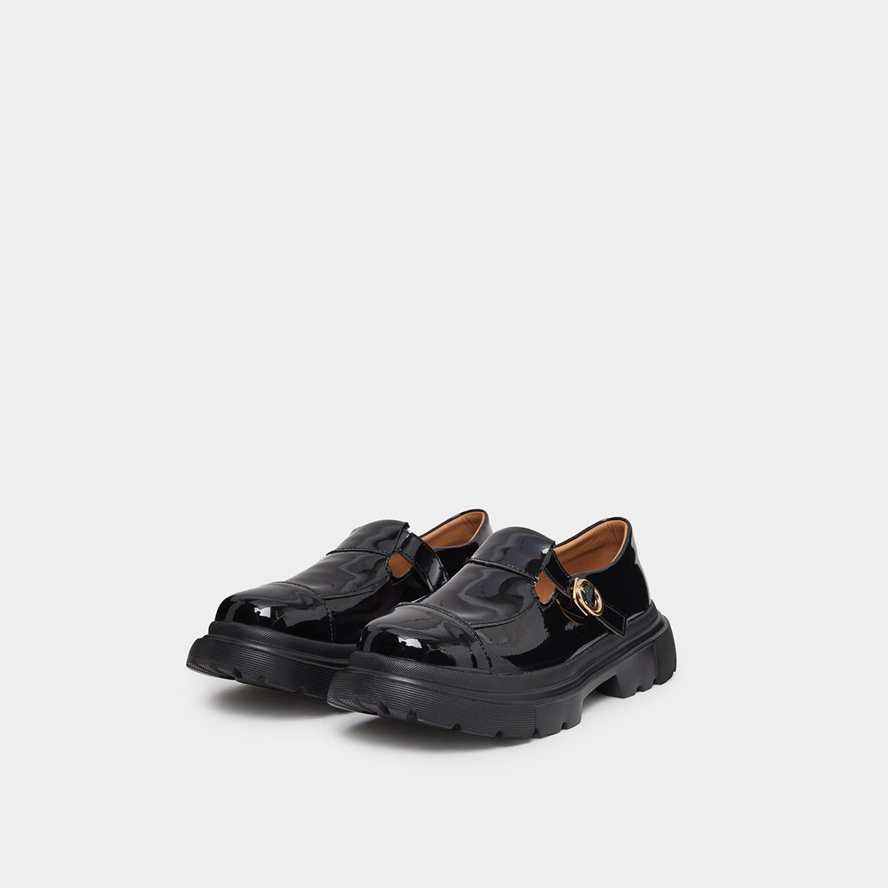 ستايلي - حذاء ماري جين من الجلد الأسود اللامع-women-shoes-flats-loafers-image-1