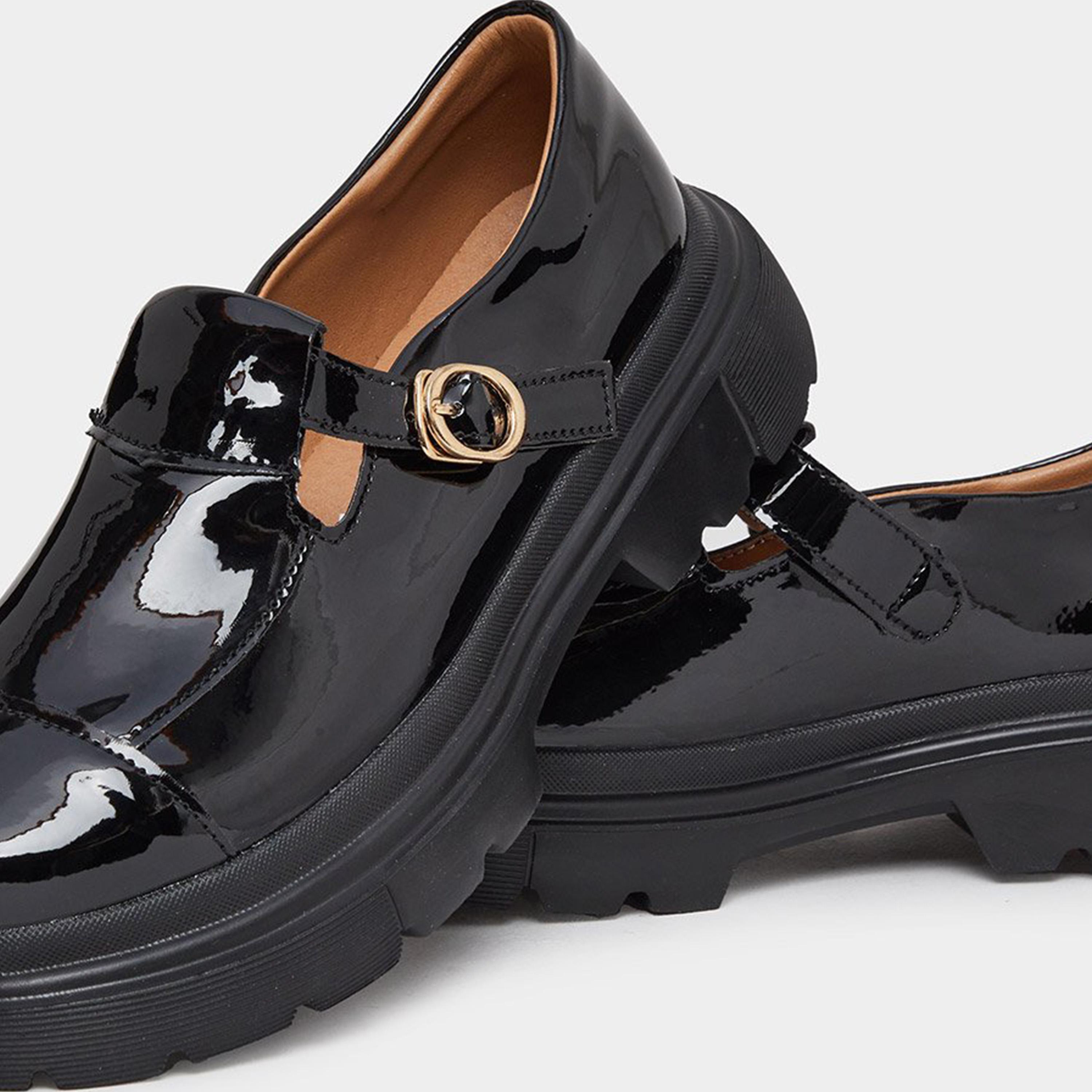 ستايلي - حذاء ماري جين من الجلد الأسود اللامع-women-shoes-flats-loafers-image-4