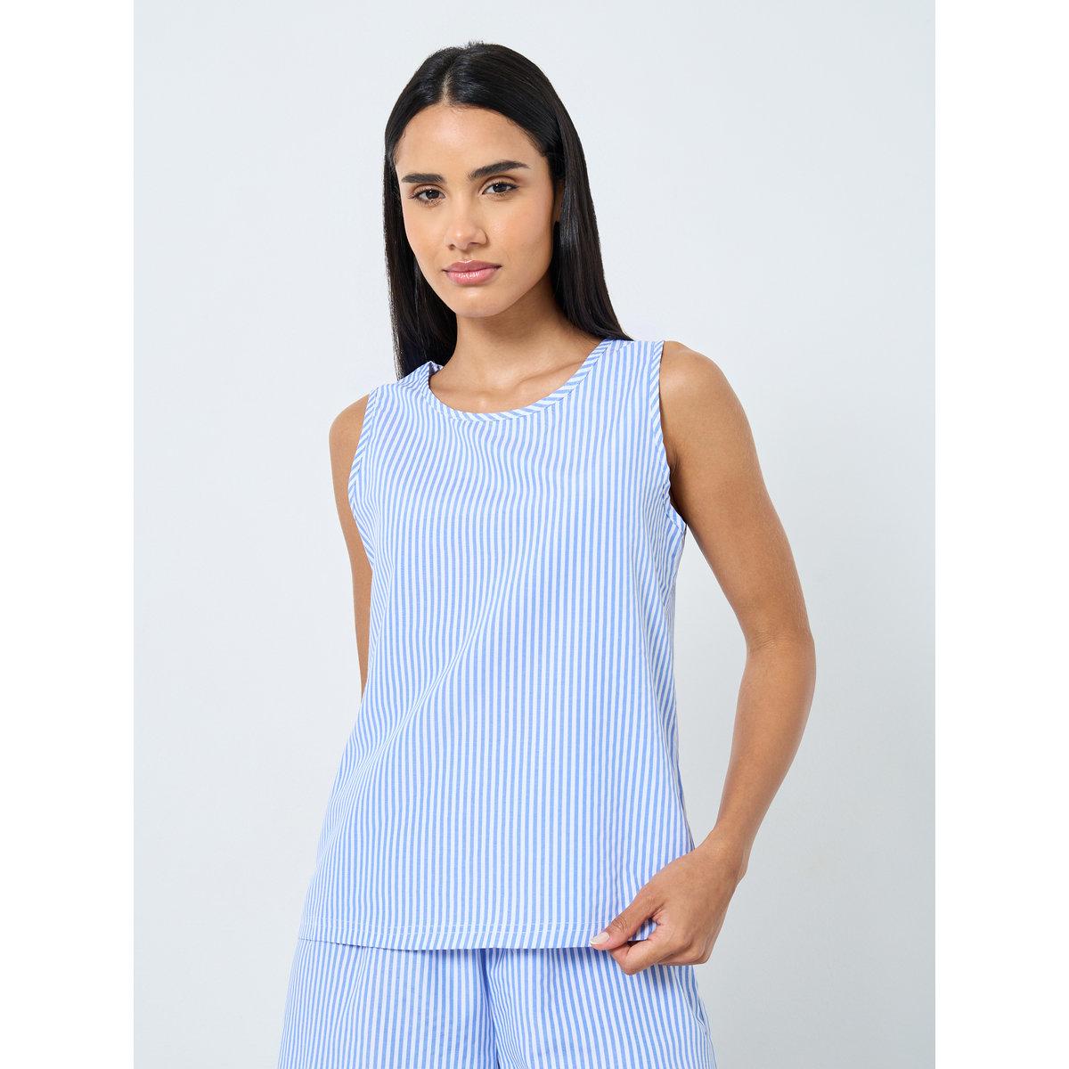 طقم من بنطال بيجاما وتيشيرت كت مخطط-women-clothing-nightwear-pyjamas-longsets-image-3