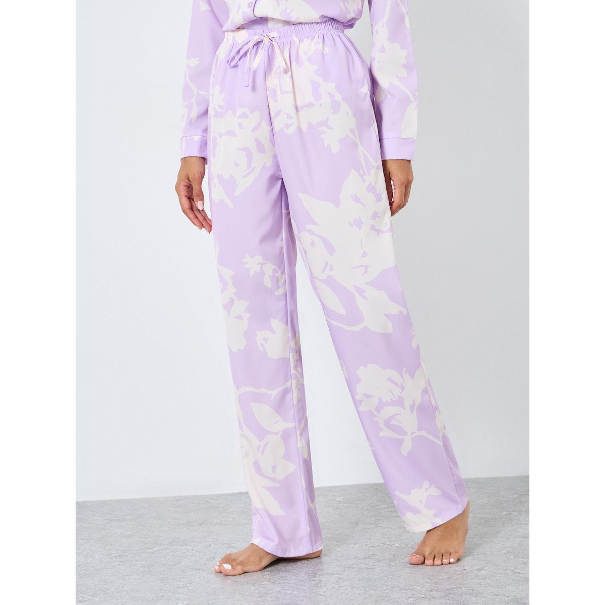 طقم من بنطال بيجاما وبلوزة بطبعة زهور-women-clothing-nightwear-pyjamas-longsets-image-6
