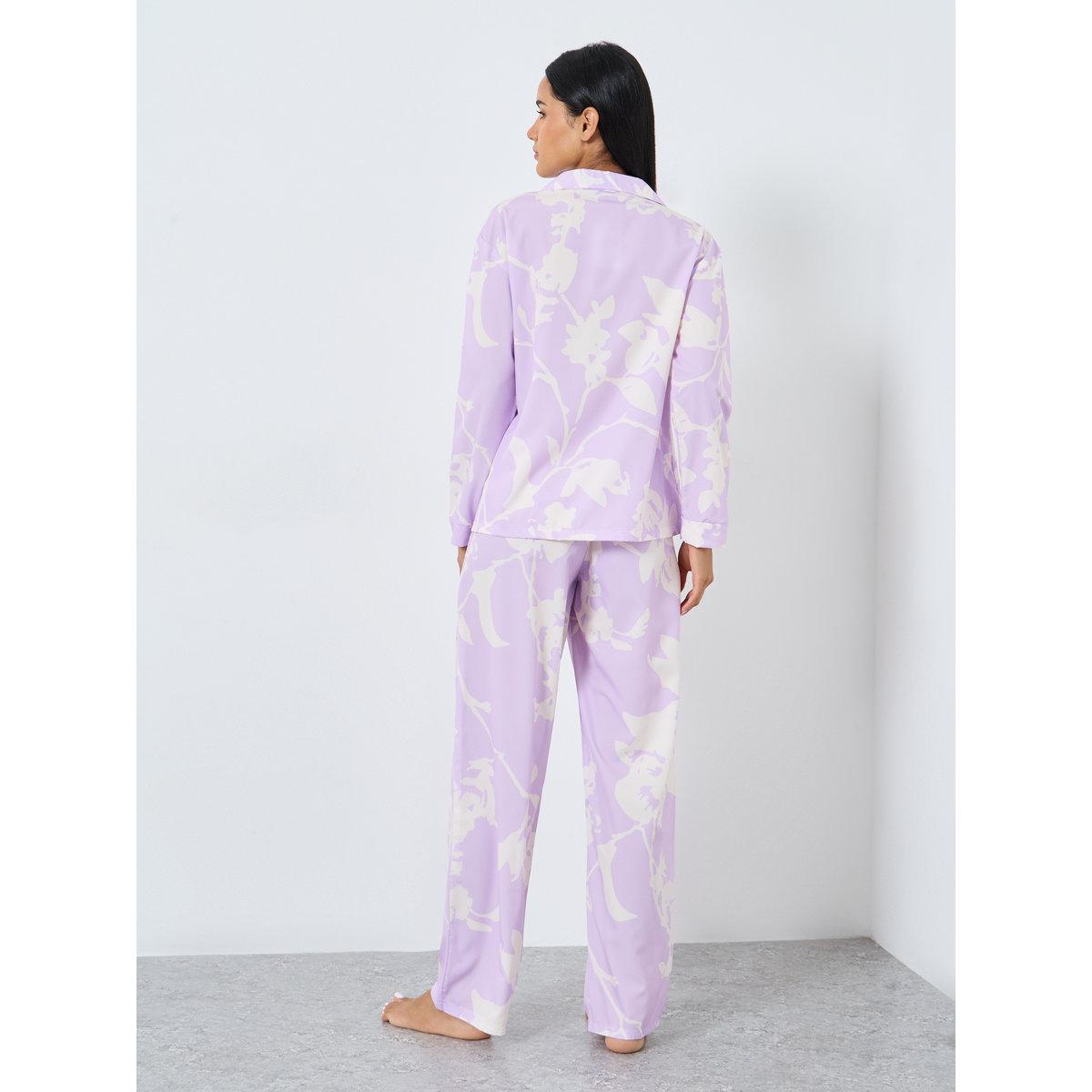 طقم من بنطال بيجاما وبلوزة بطبعة زهور-women-clothing-nightwear-pyjamas-longsets-image-7
