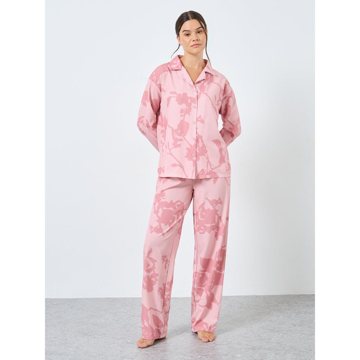 طقم من بنطال بيجاما وبلوزة بطبعة زهور-women-clothing-nightwear-pyjamas-longsets-image-2