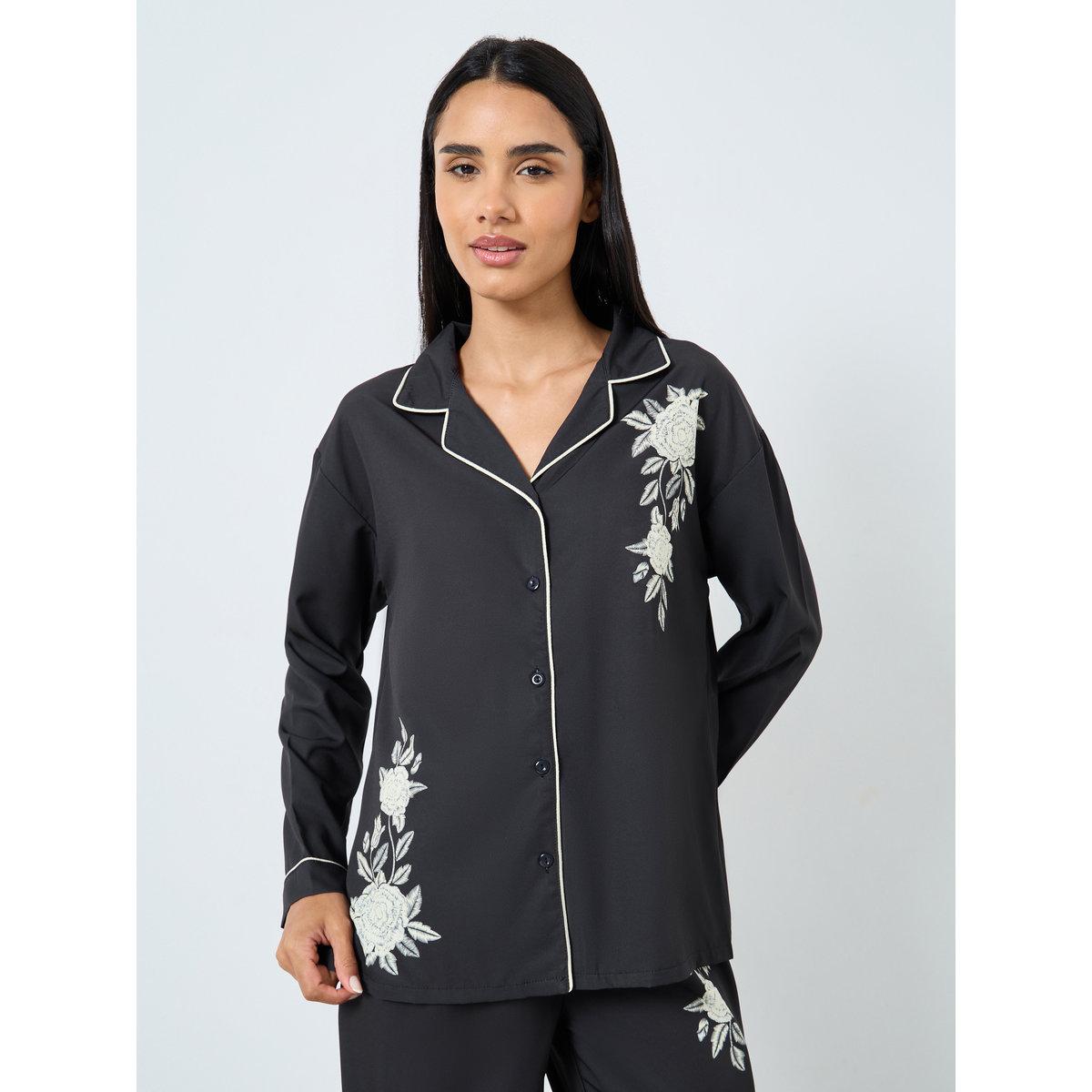 طقم من بنطال بيجاما وبلوزة بطبعة زهور-women-clothing-nightwear-pyjamas-longsets-image-2