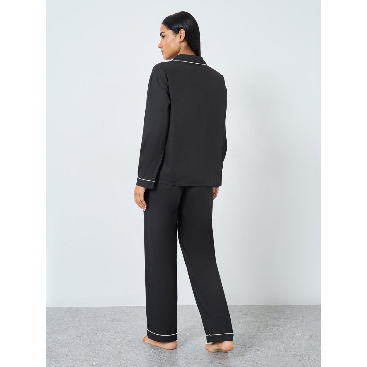 Styli Placement Floral Button Through Shirt and Pyjama Set-women-clothing-nightwear-pyjamas-longsets-image-6