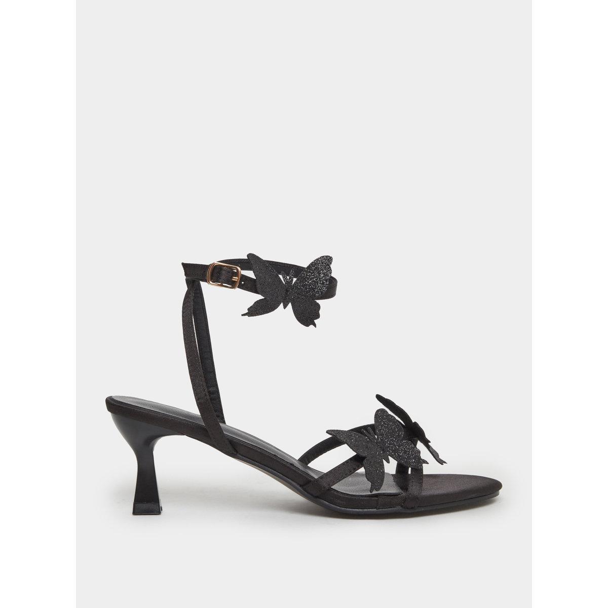 Styli Butterfly Decoration Cross Strap Block Heel Sandals-women-shoes-sandals-heeled-image-1
