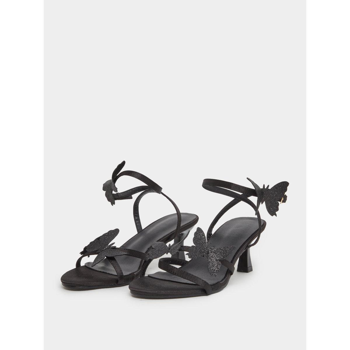 Styli Butterfly Decoration Cross Strap Block Heel Sandals-women-shoes-sandals-heeled-image-2