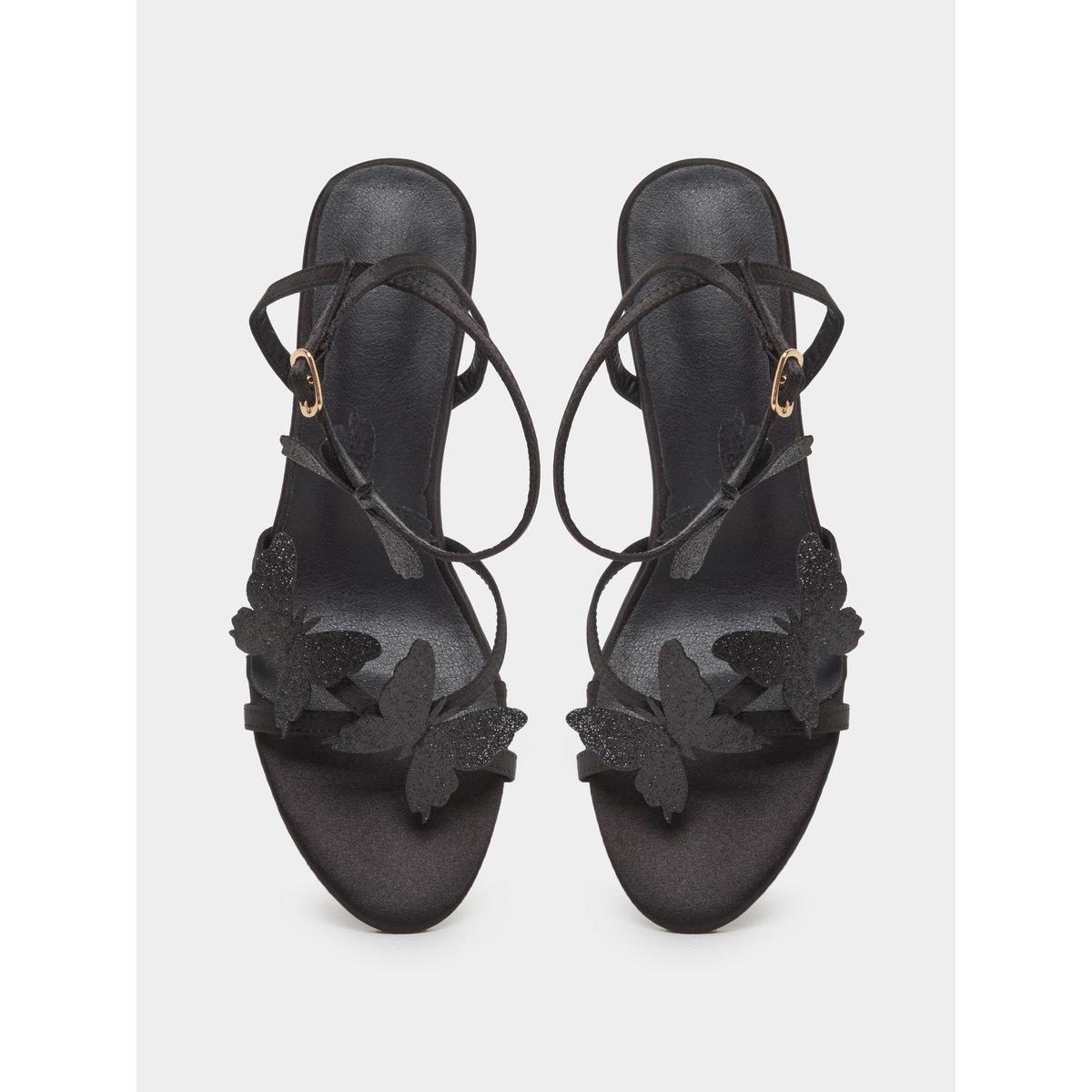 Styli Butterfly Decoration Cross Strap Block Heel Sandals-women-shoes-sandals-heeled-image-5