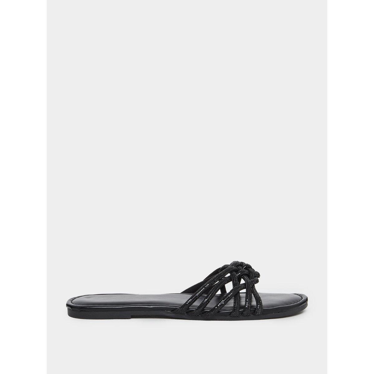 Styli Embellished Strap Cross Waving Flat Sandals-women-shoes-flipflopsandslides-image-1