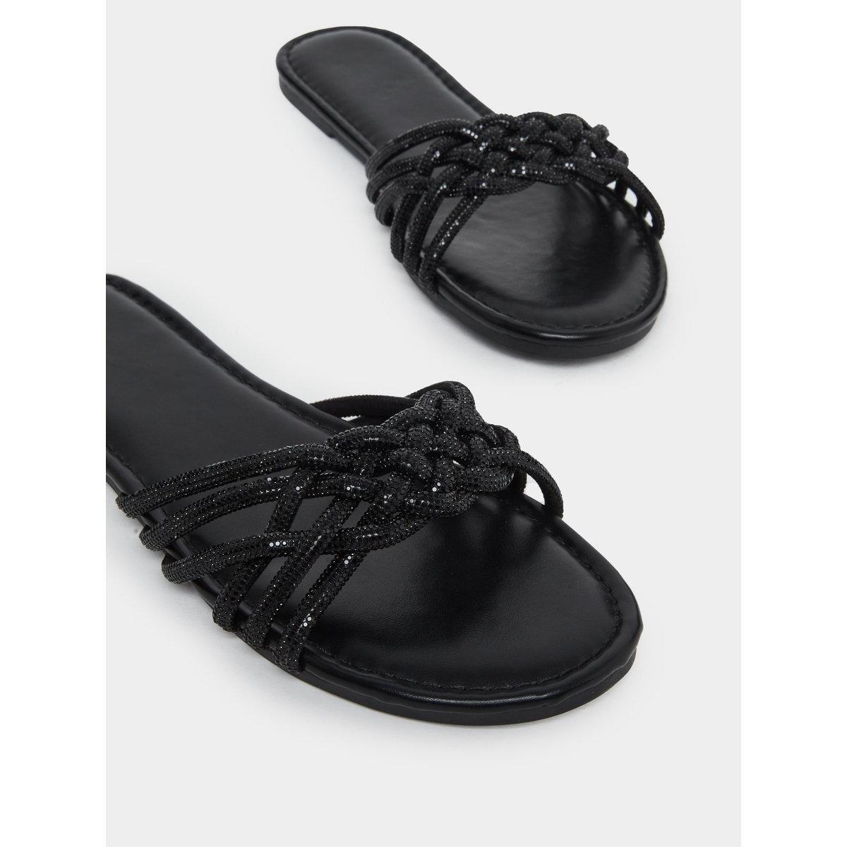 Styli Embellished Strap Cross Waving Flat Sandals-women-shoes-flipflopsandslides-image-3