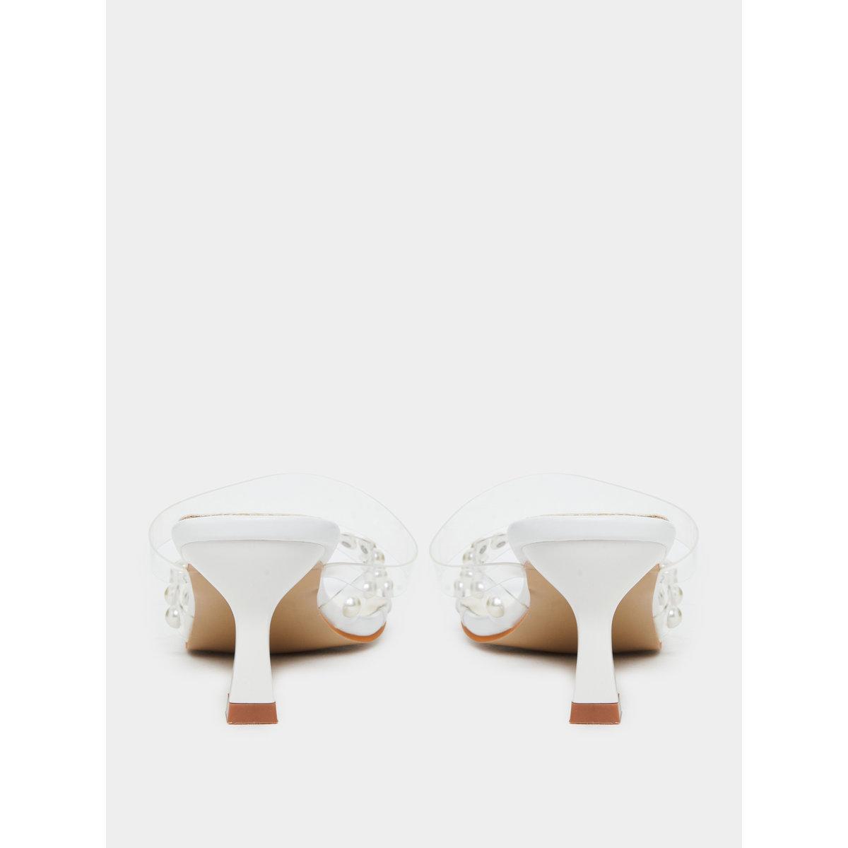 Styli Transparent Strap Faux Pearl Detail Kitten Heel Sandals-women-shoes-heels-image-5