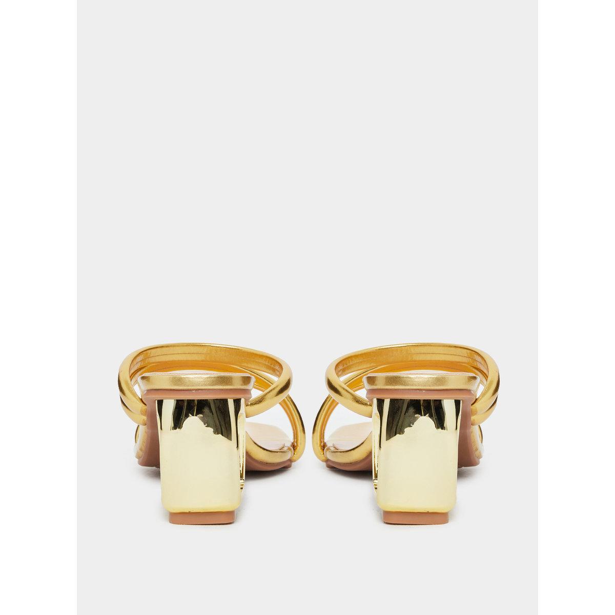 Styli Metallic Strap Block Heel Sandals-women-shoes-heels-image-5