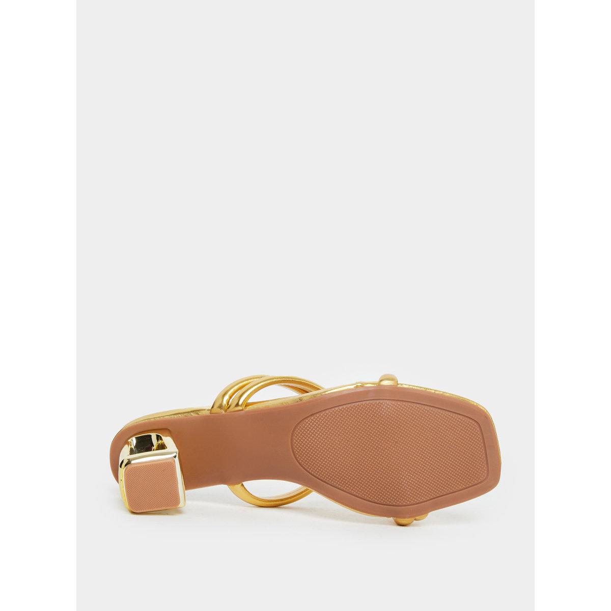 Styli Metallic Strap Block Heel Sandals-women-shoes-heels-image-7