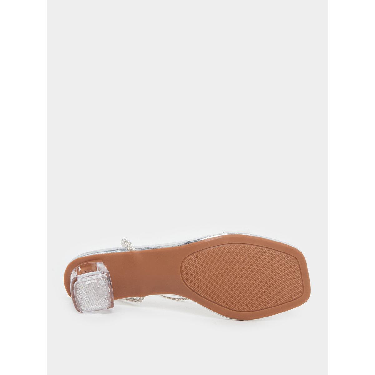Styli Transparent Strap Embellished Bow Block Heel Sandals-women-shoes-heels-image-6