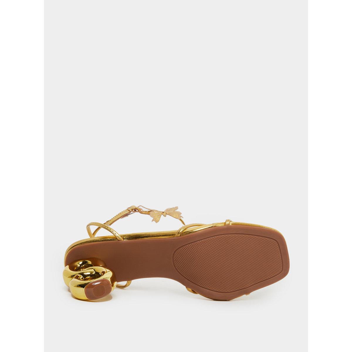 Styli Metallic Butterfly Detail Heel Sandals-women-shoes-sandals-heeled-image-6