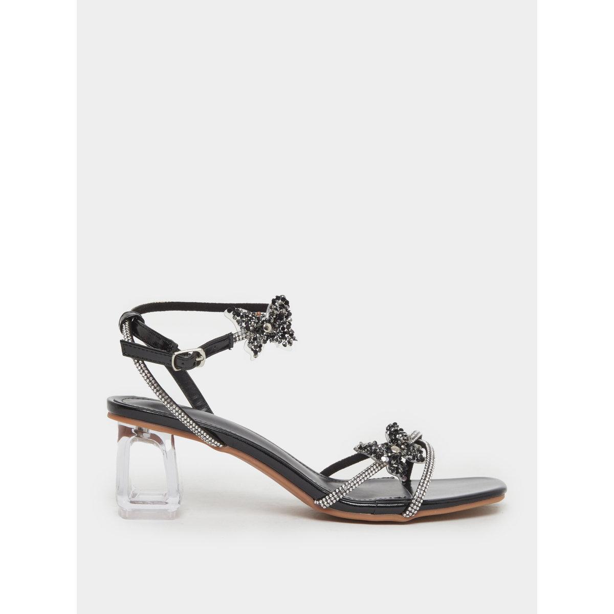 Styli Embellished Butterfly Cross Strap Block Heel Sandals-women-shoes-sandals-heeled-image-1