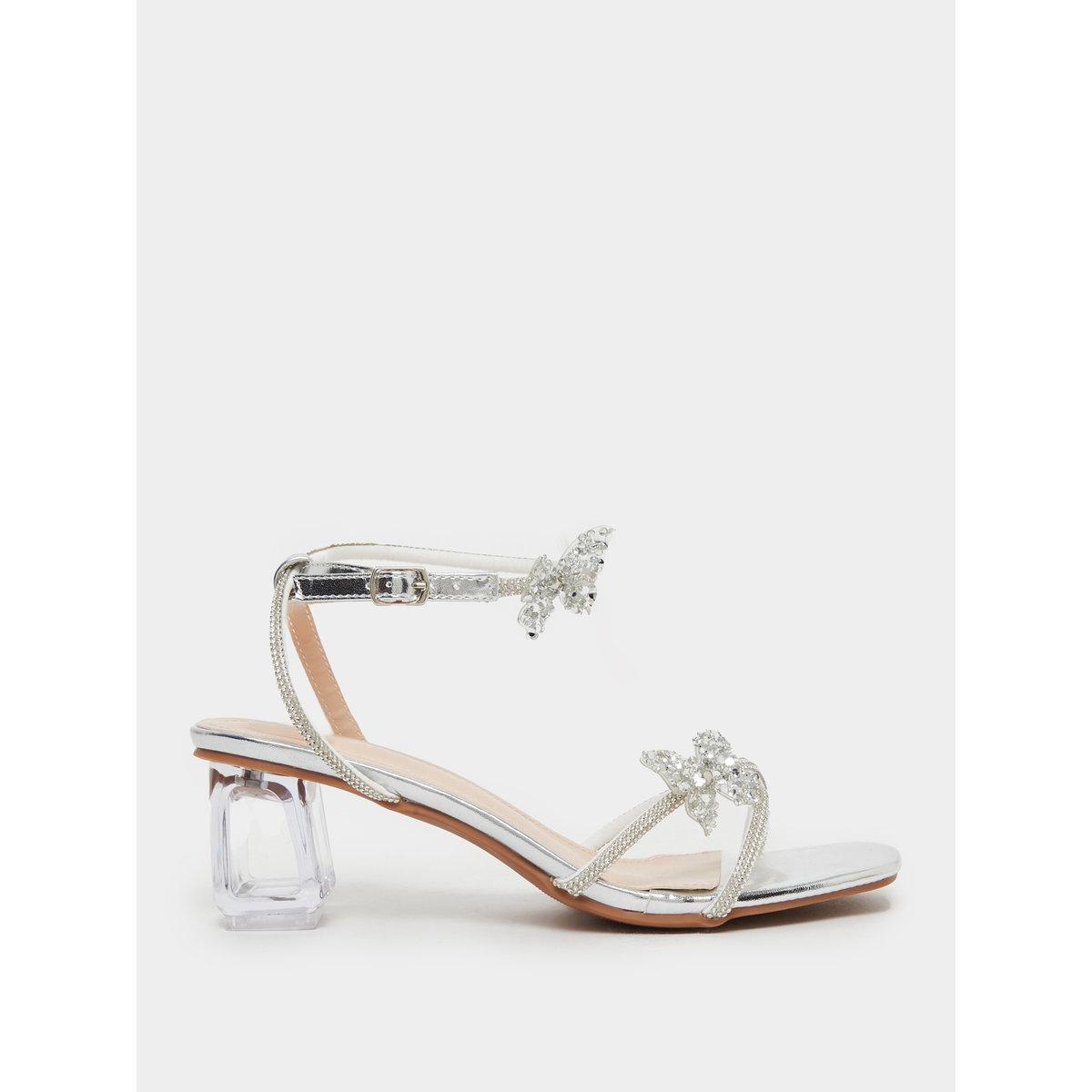Styli Embellished Butterfly Detail Block Heel Sandals-women-shoes-sandals-heeled-image-1