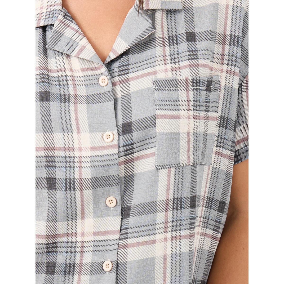 Styli Checked Button Through Shirt and Pyjama Set-women-clothing-nightwear-pyjamas-longsets-image-4