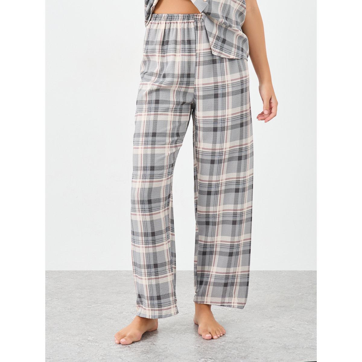 Styli Checked Button Through Shirt and Pyjama Set-women-clothing-nightwear-pyjamas-longsets-image-6