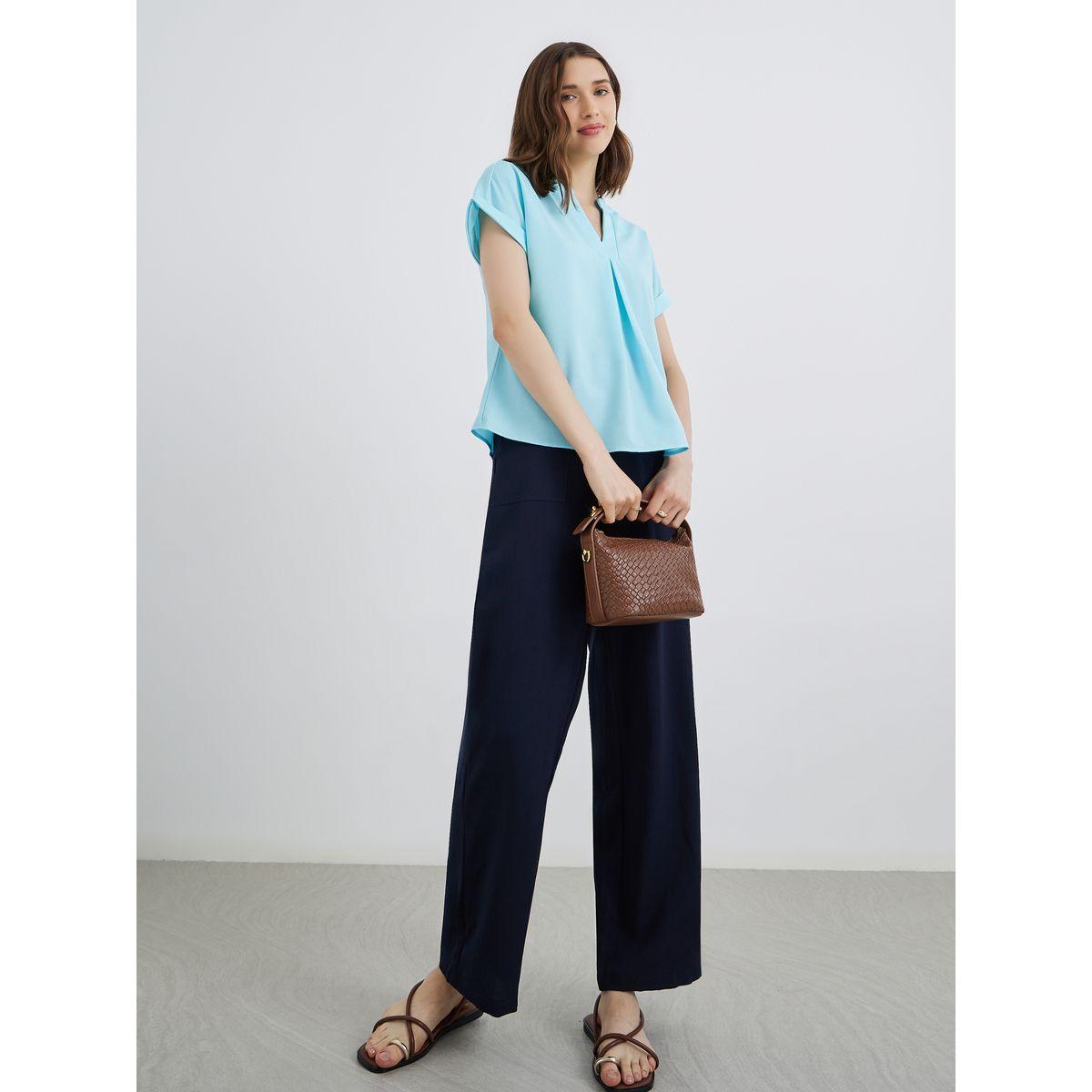Styli Women Turquoise Solid Blouse-women-clothing-shirtsandblouses-blouses-image-2