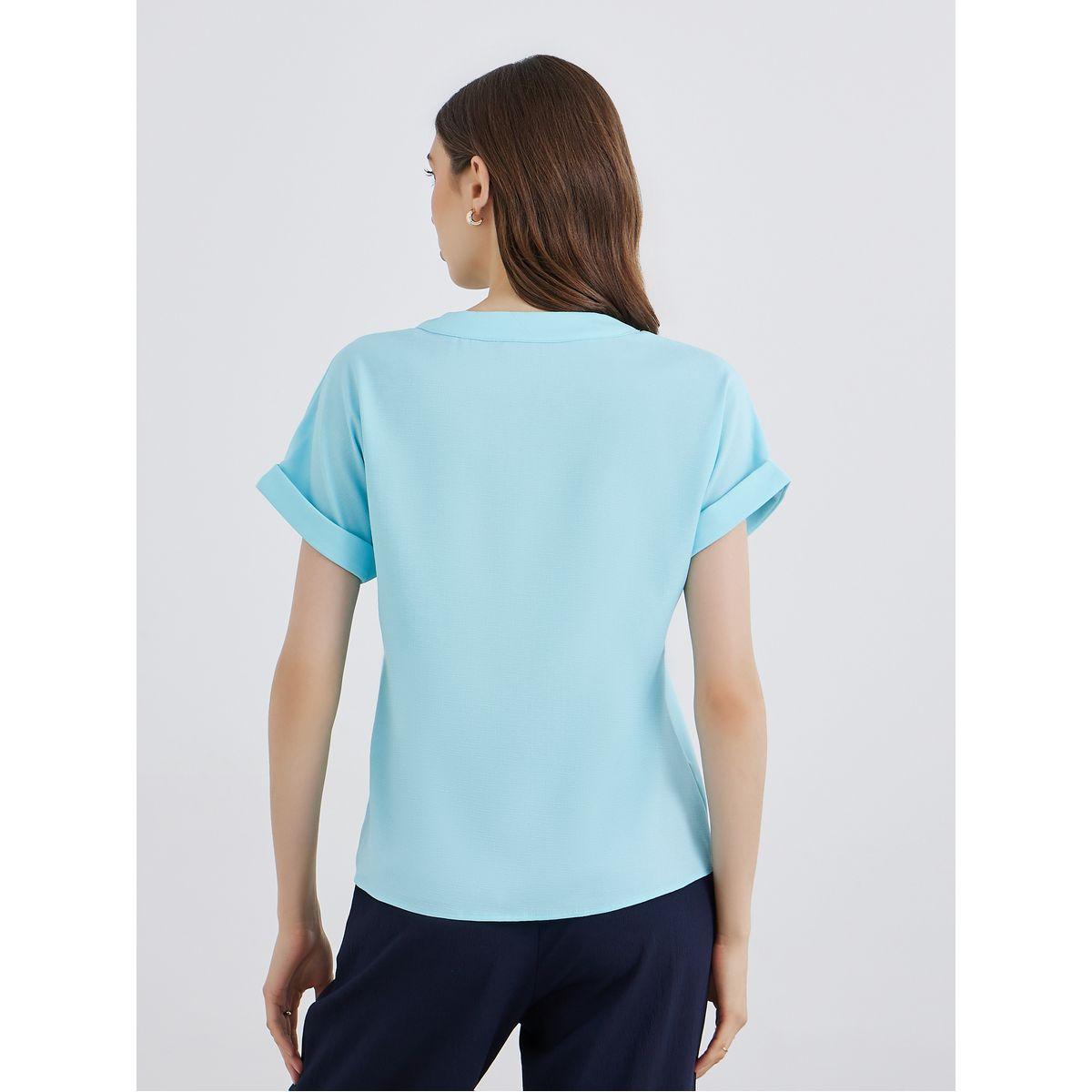 Styli Women Turquoise Solid Blouse-women-clothing-shirtsandblouses-blouses-image-5