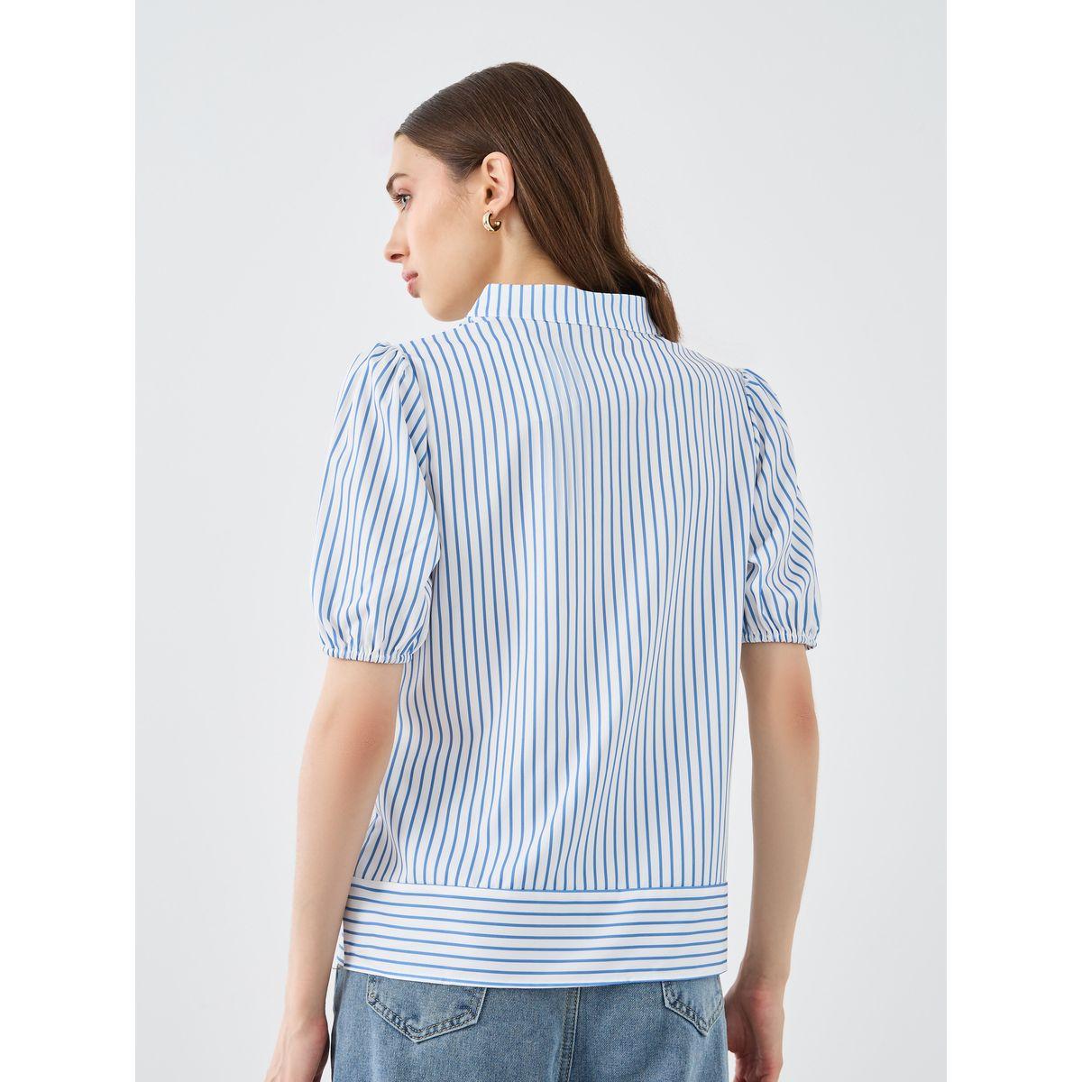 Styli Women Blue Striped Blouse-women-clothing-shirtsandblouses-blouses-image-4