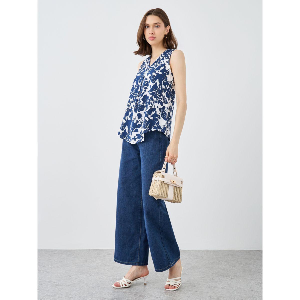 Styli Women Navy Blue Sleeveless Blouse-women-clothing-shirtsandblouses-blouses-image-2