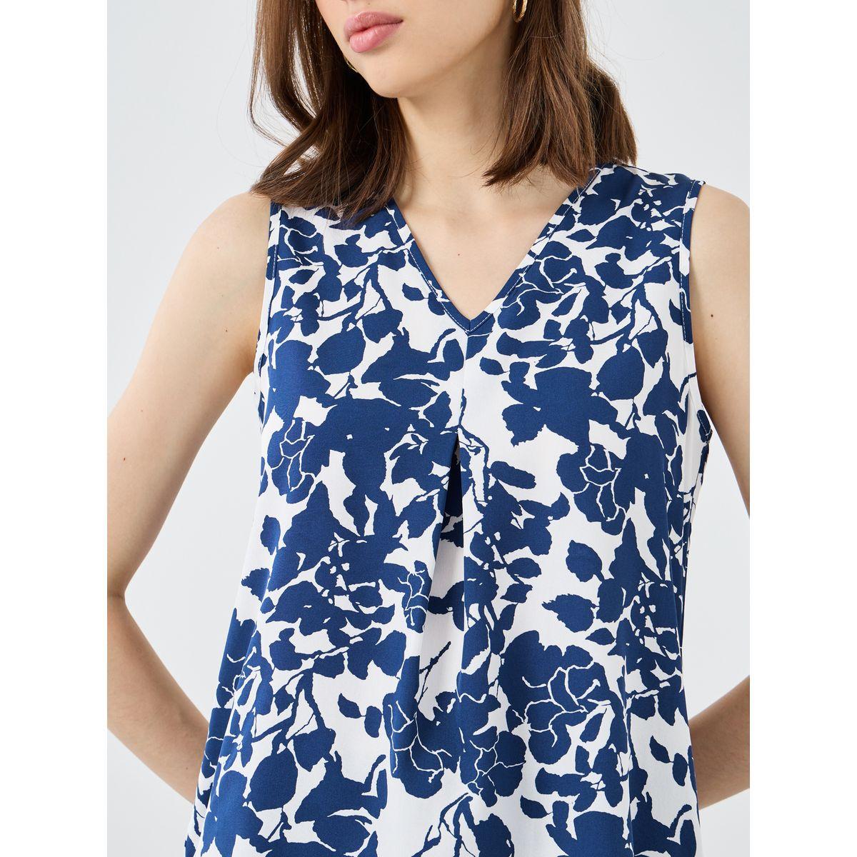 Styli Women Navy Blue Sleeveless Blouse-women-clothing-shirtsandblouses-blouses-image-3