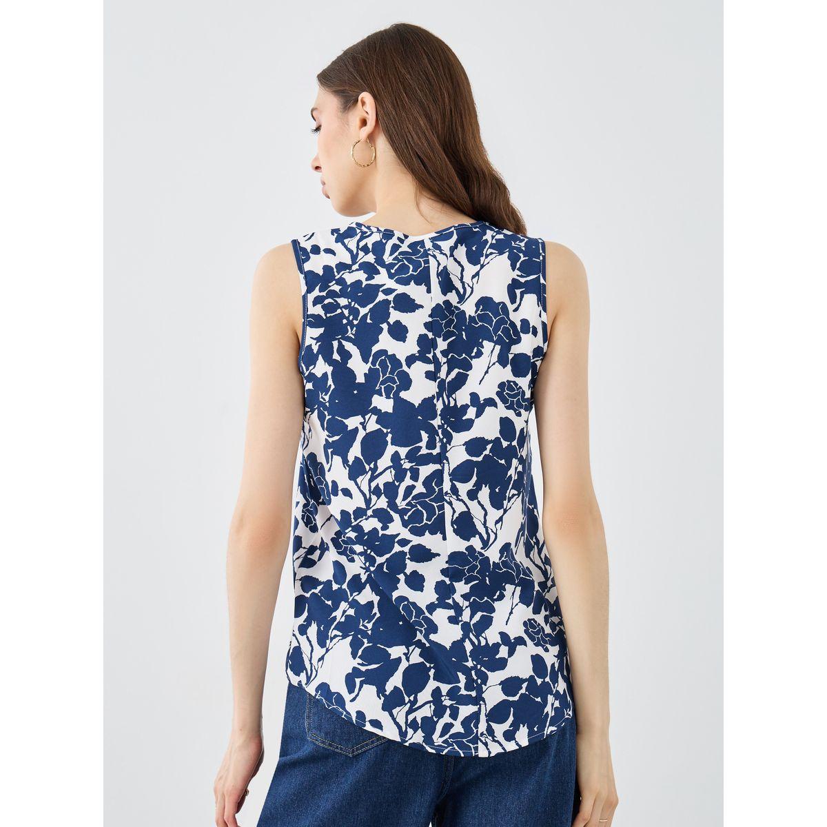 Styli Women Navy Blue Sleeveless Blouse-women-clothing-shirtsandblouses-blouses-image-4