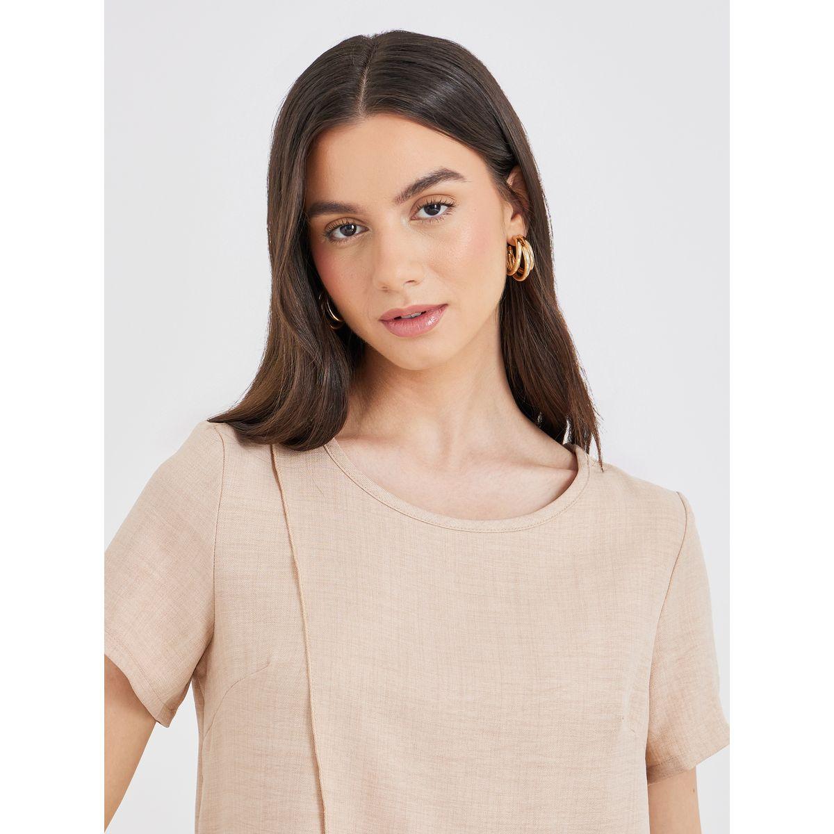 Styli Women Beige Wrap Top and Pants Co-Ords-women-clothing-coordsets-image-3