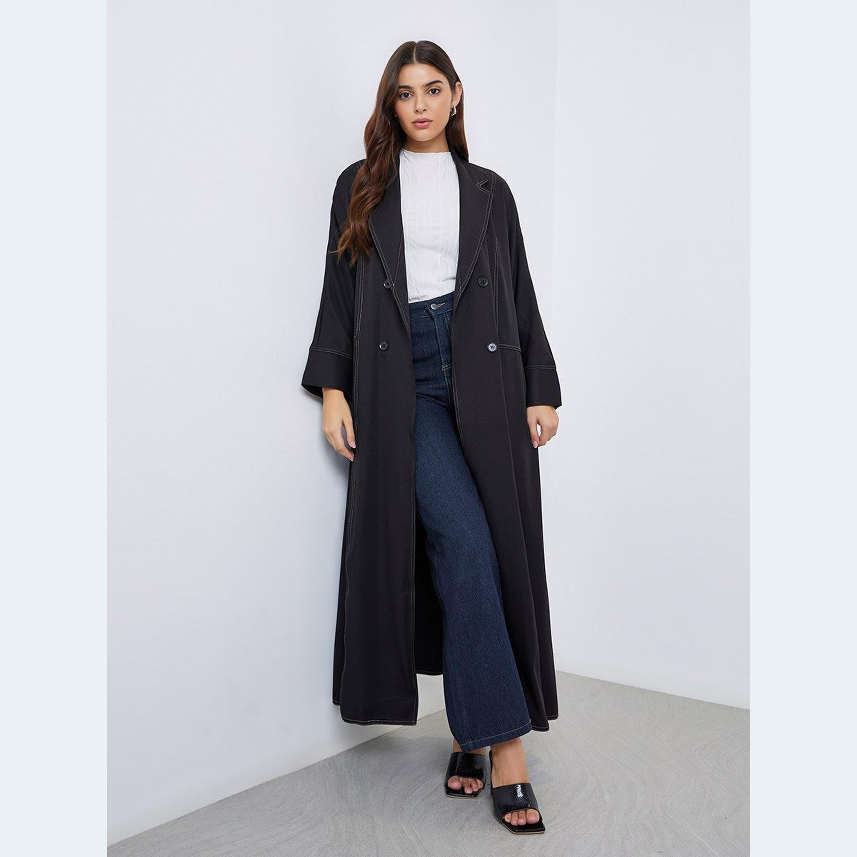 Styli Notch Label Double Breasted Abaya-women-arabicclothing-abayas-image-2