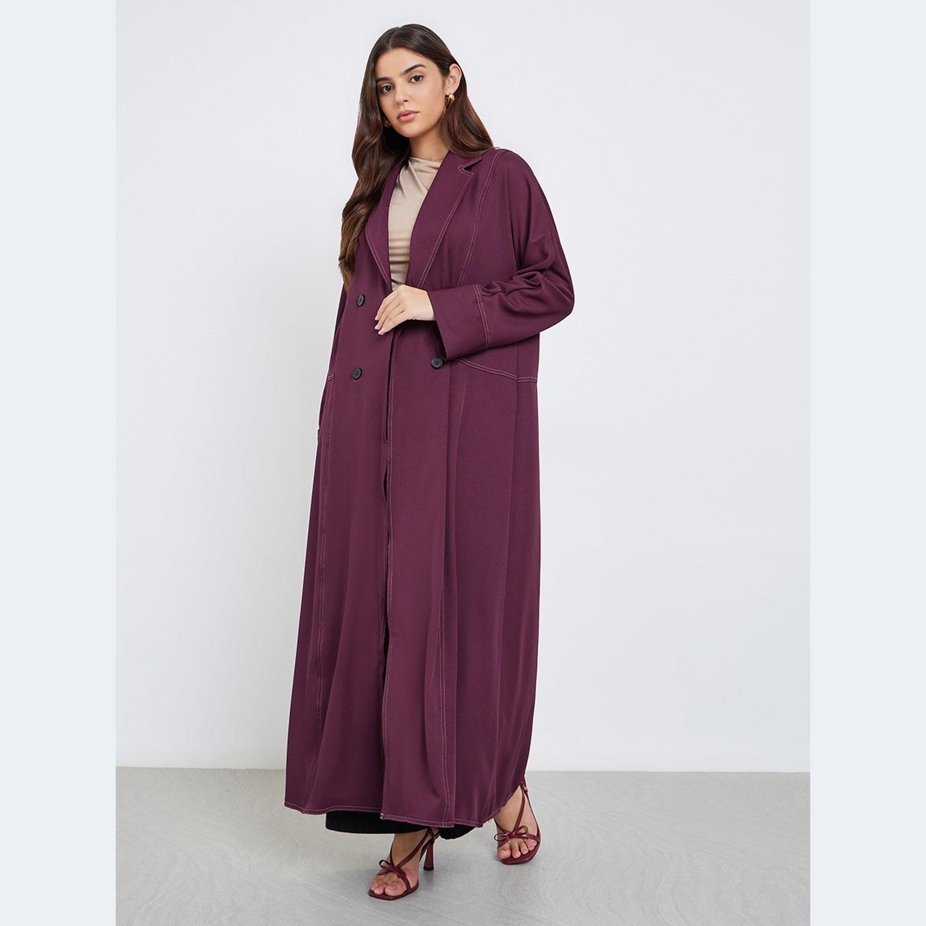 Styli Notch Label Double Breasted Abaya-women-arabicclothing-abayas-image-2