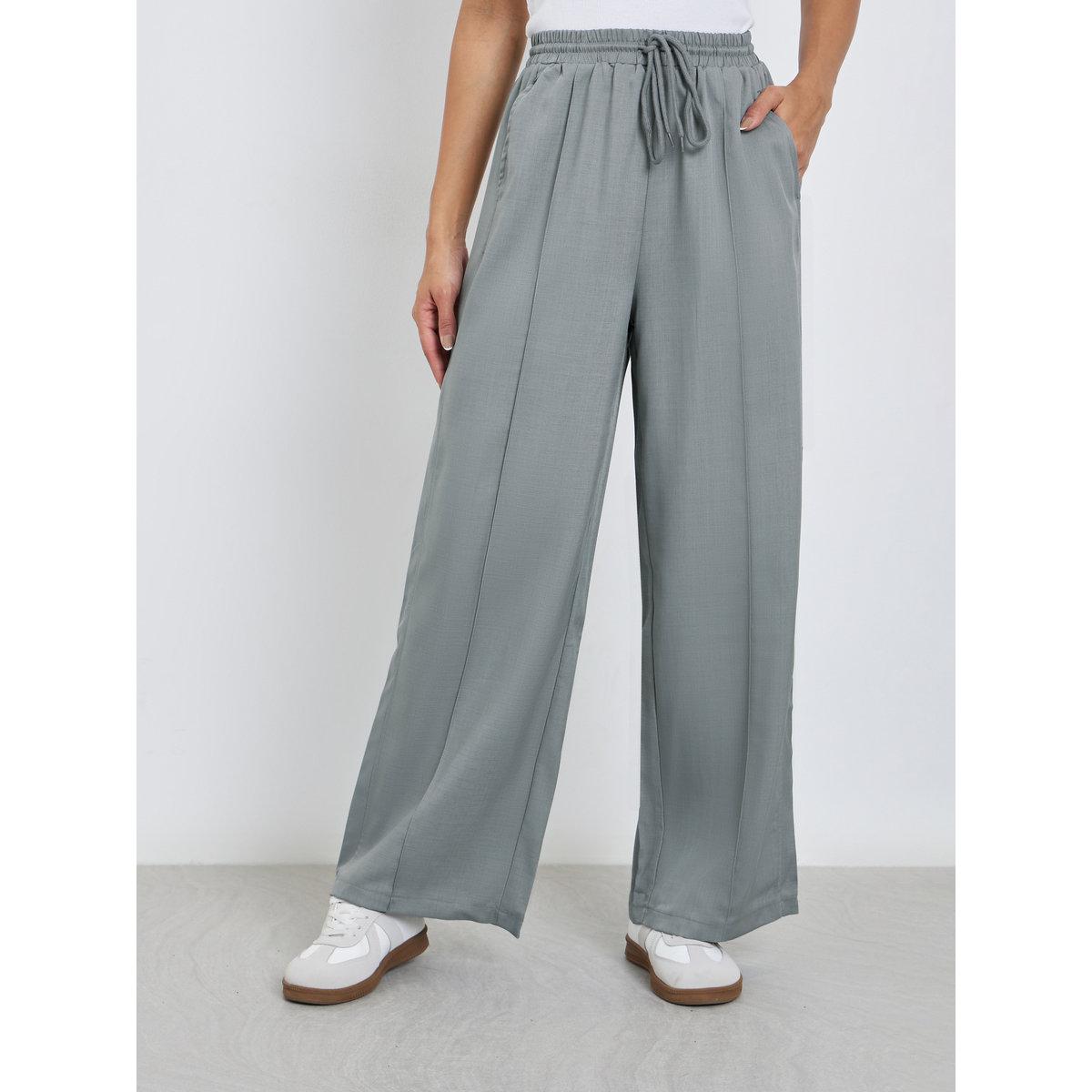 بنطال بأرجل واسعة وتفاصيل محزوزة-women-clothing-bottoms-trousers-image-2
