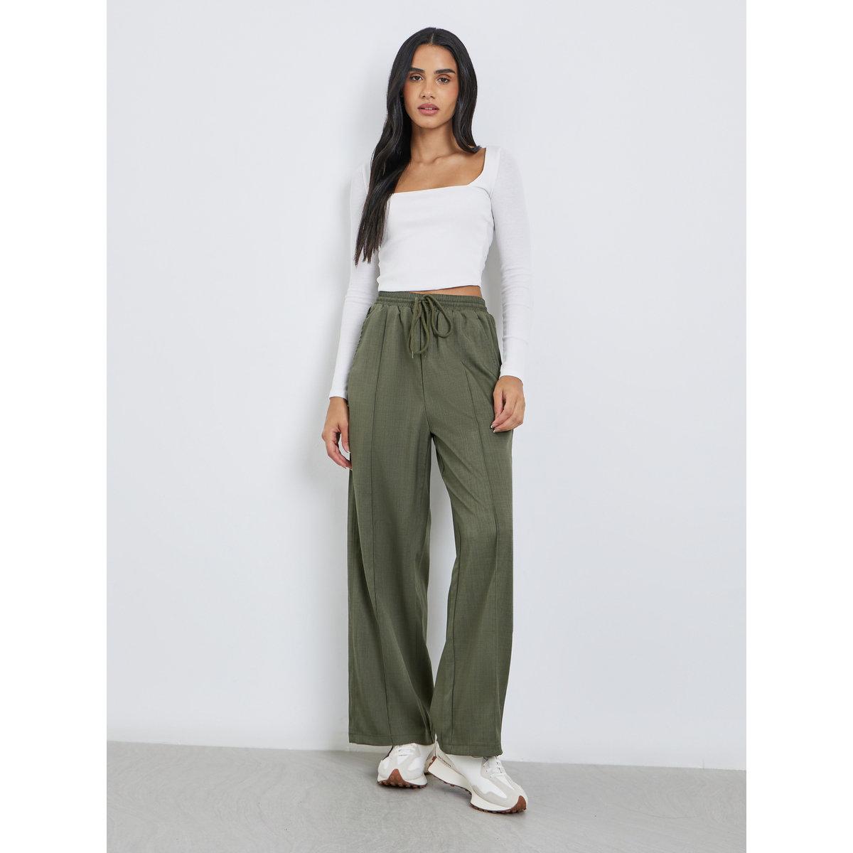 بنطال بأرجل واسعة وتفاصيل محزوزة-women-clothing-bottoms-trousers-image-1