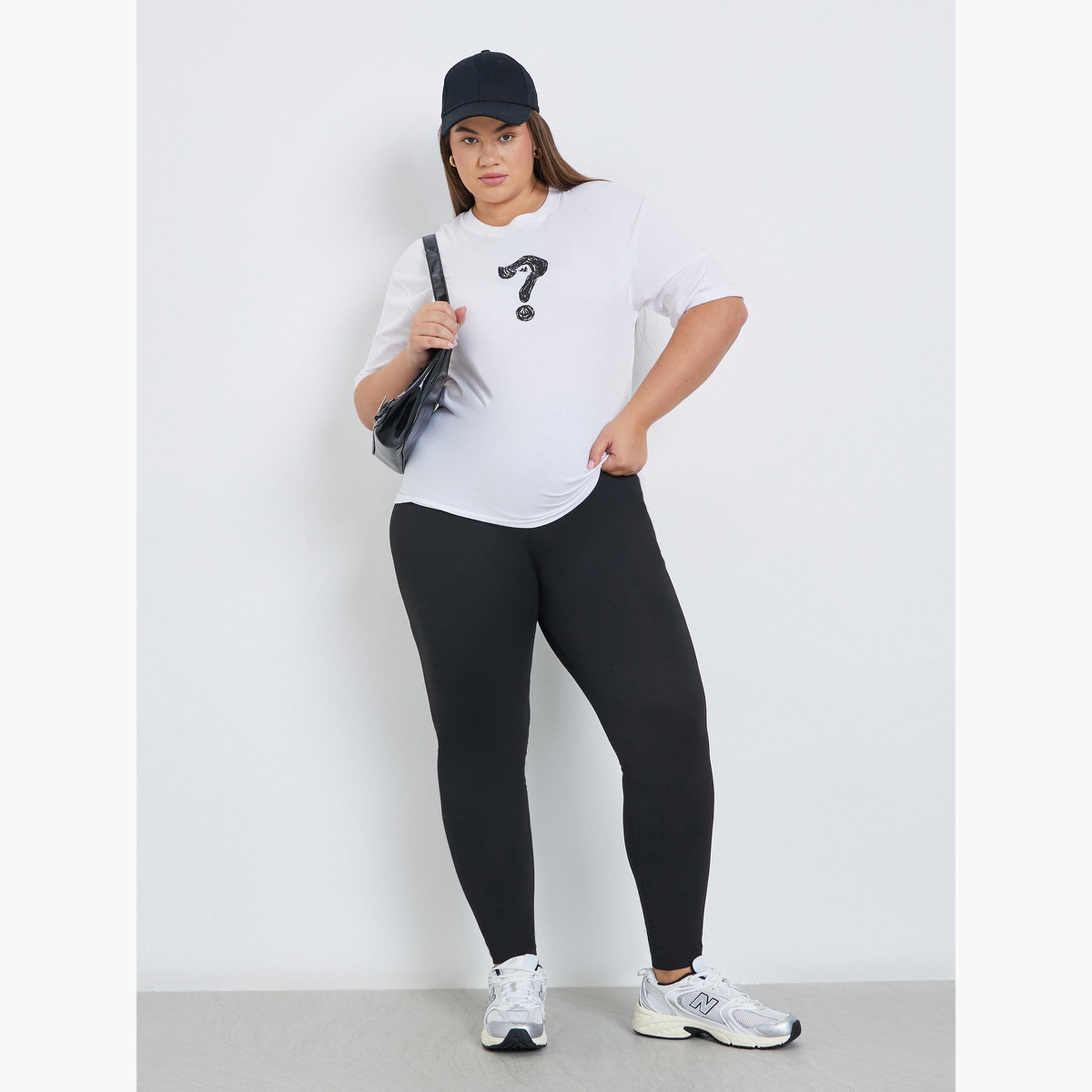 ستايلي - بنطال ضيق أسود مقاس كبير مع حزام خصر مطاطي-women-clothing-bottoms-leggings-image-2