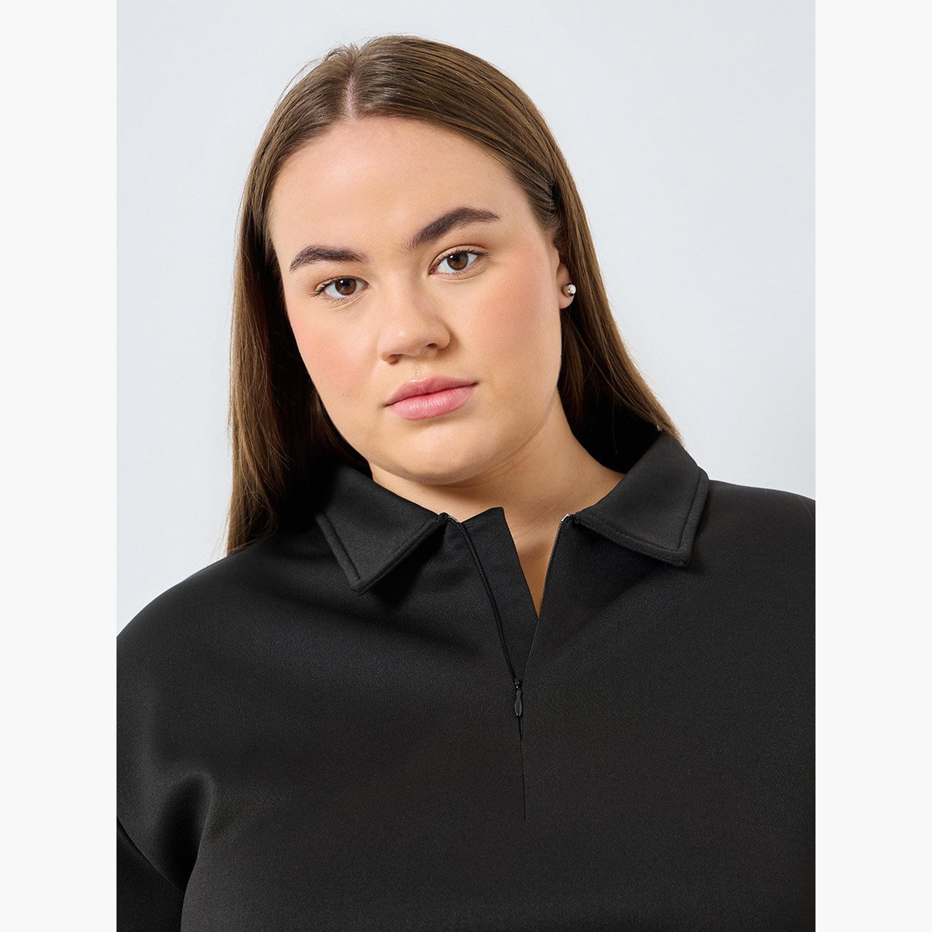 Styli Women Plus Size Black Polo T-Shirt-women-clothing-tshirts-image-3