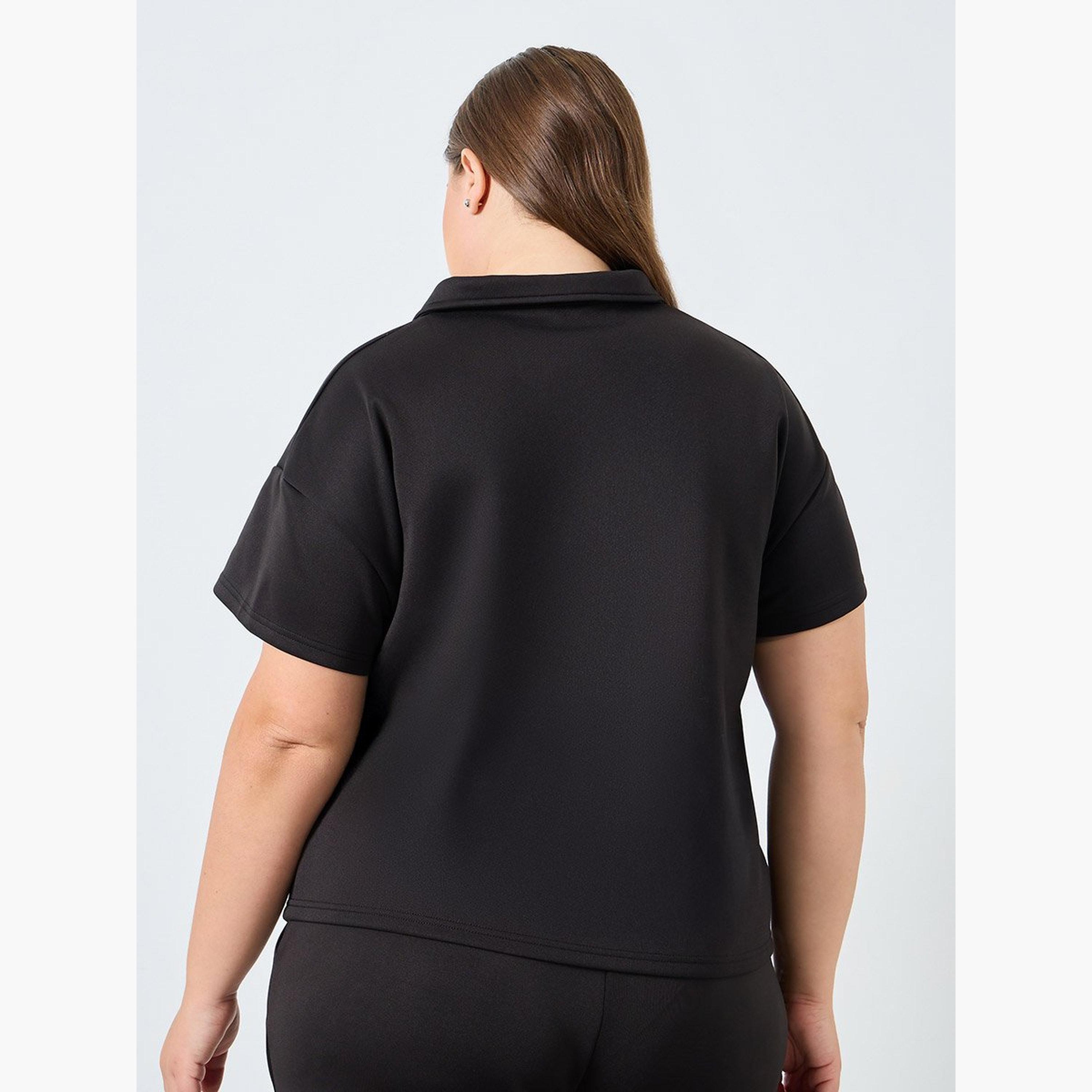 Styli Women Plus Size Black Polo T-Shirt-women-clothing-tshirts-image-4