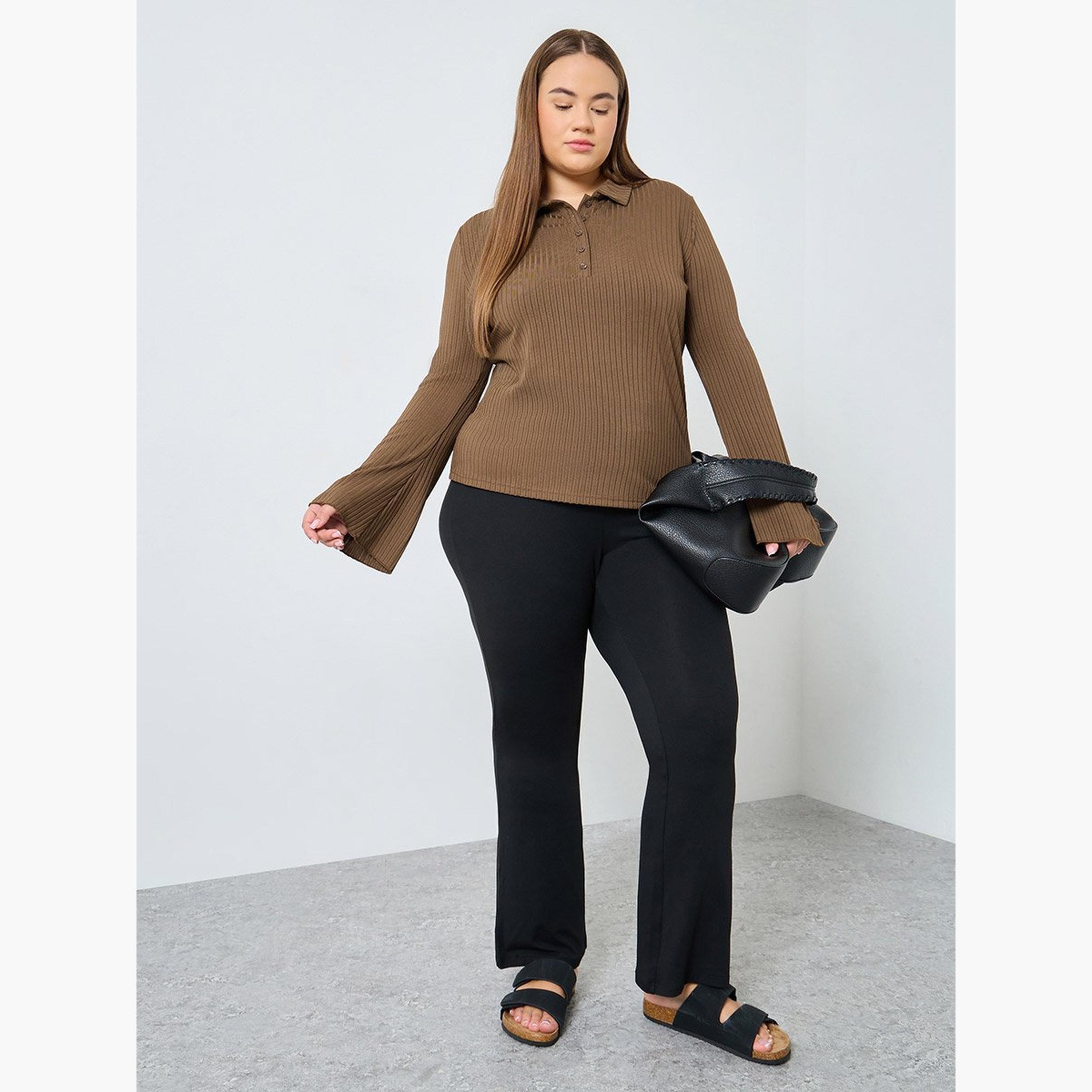 Styli Plus Size Long Sleeve Polo T-Shirt-women-clothing-plussize-tshirts-image-2