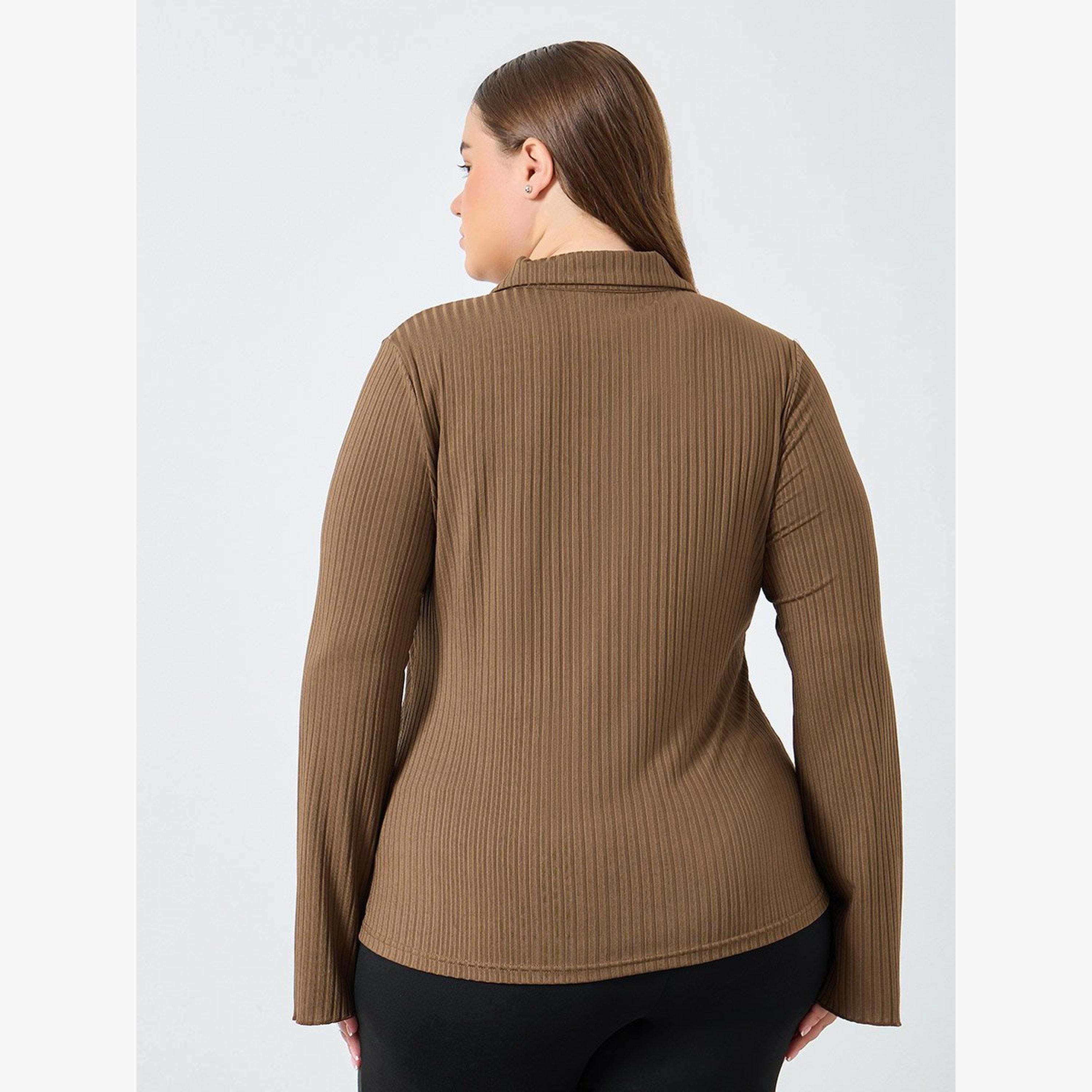 Styli Plus Size Long Sleeve Polo T-Shirt-women-clothing-plussize-tshirts-image-4