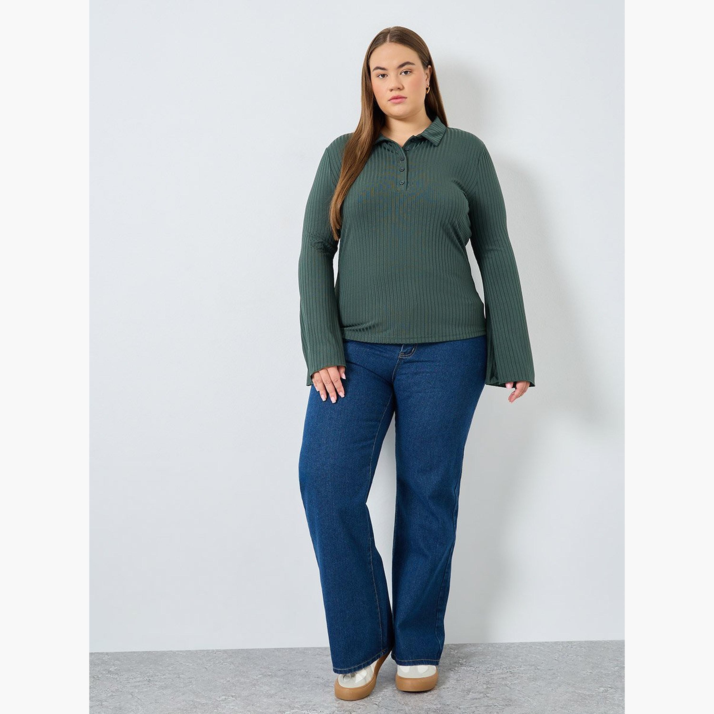 Styli Plus Size Long Sleeve Polo T-Shirt-women-clothing-plussize-tshirts-image-3
