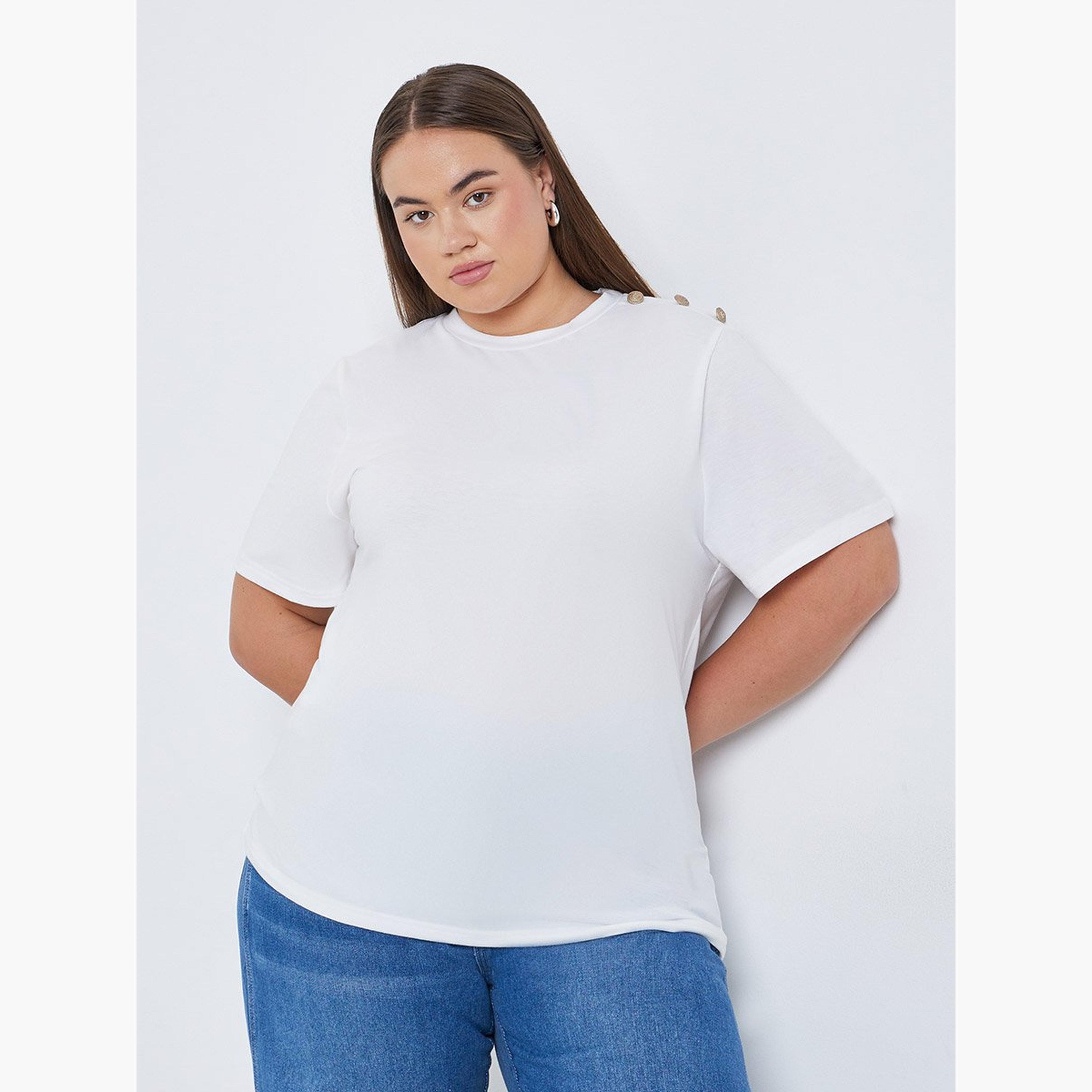 Styli Plus Size Shoulder Button T-Shirt-women-clothing-tshirts-image-1