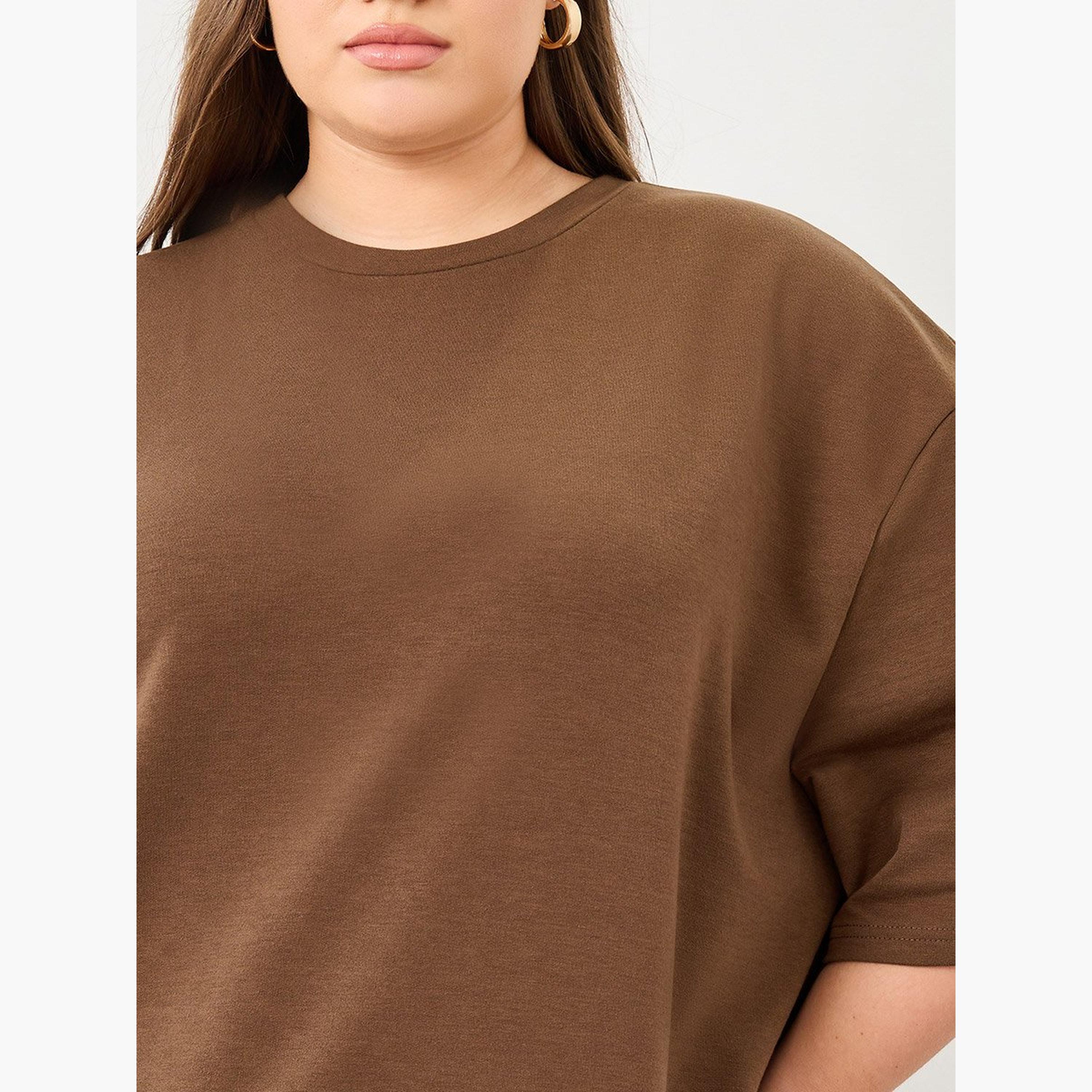 Styli Plus Size Solid Short Sleeve T-Shirt-women-clothing-tshirts-image-3