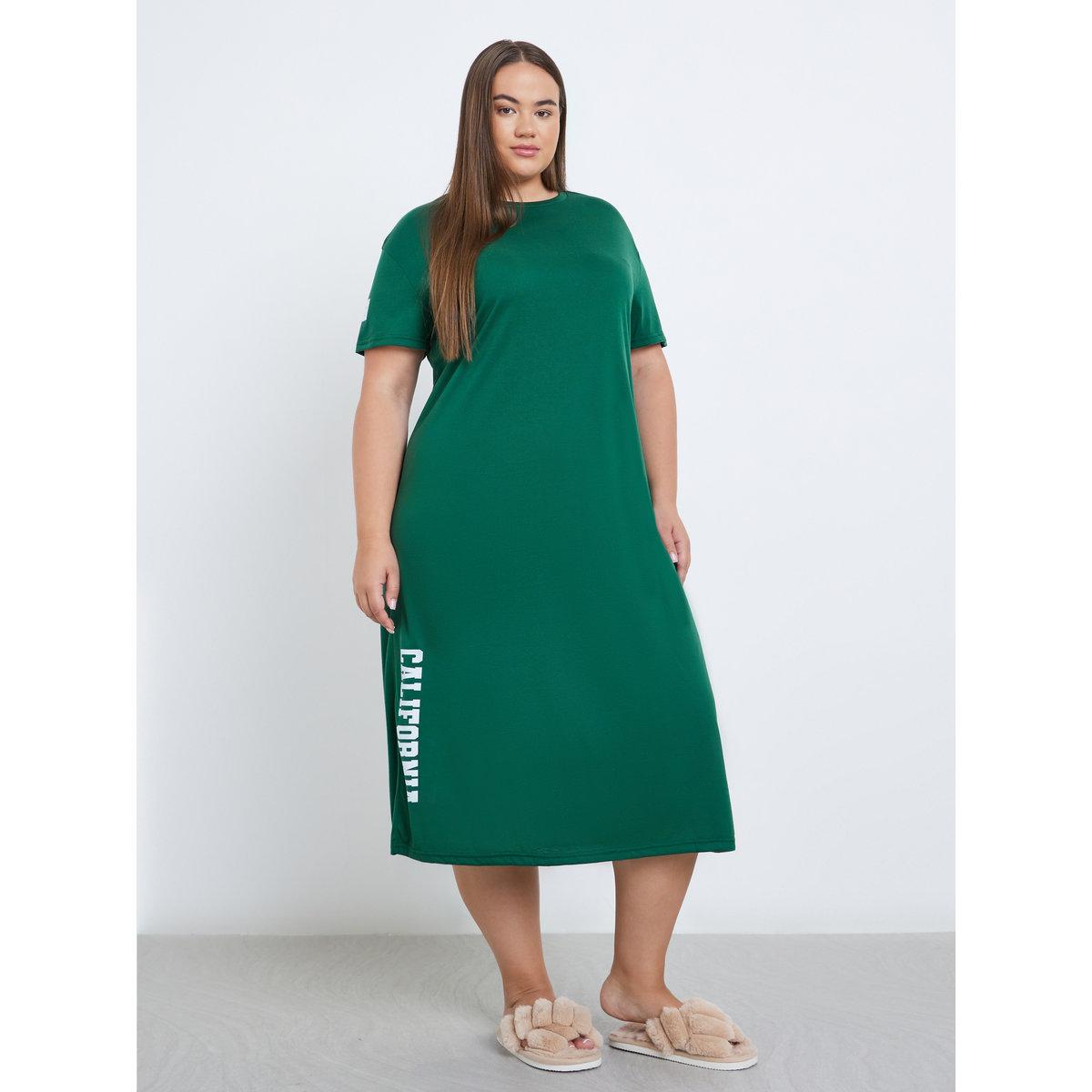 Styli Plus California Print Patch Detail Sleep T-Shirt Dress-women-clothing-nightwear-pyjamas-tops-image-1