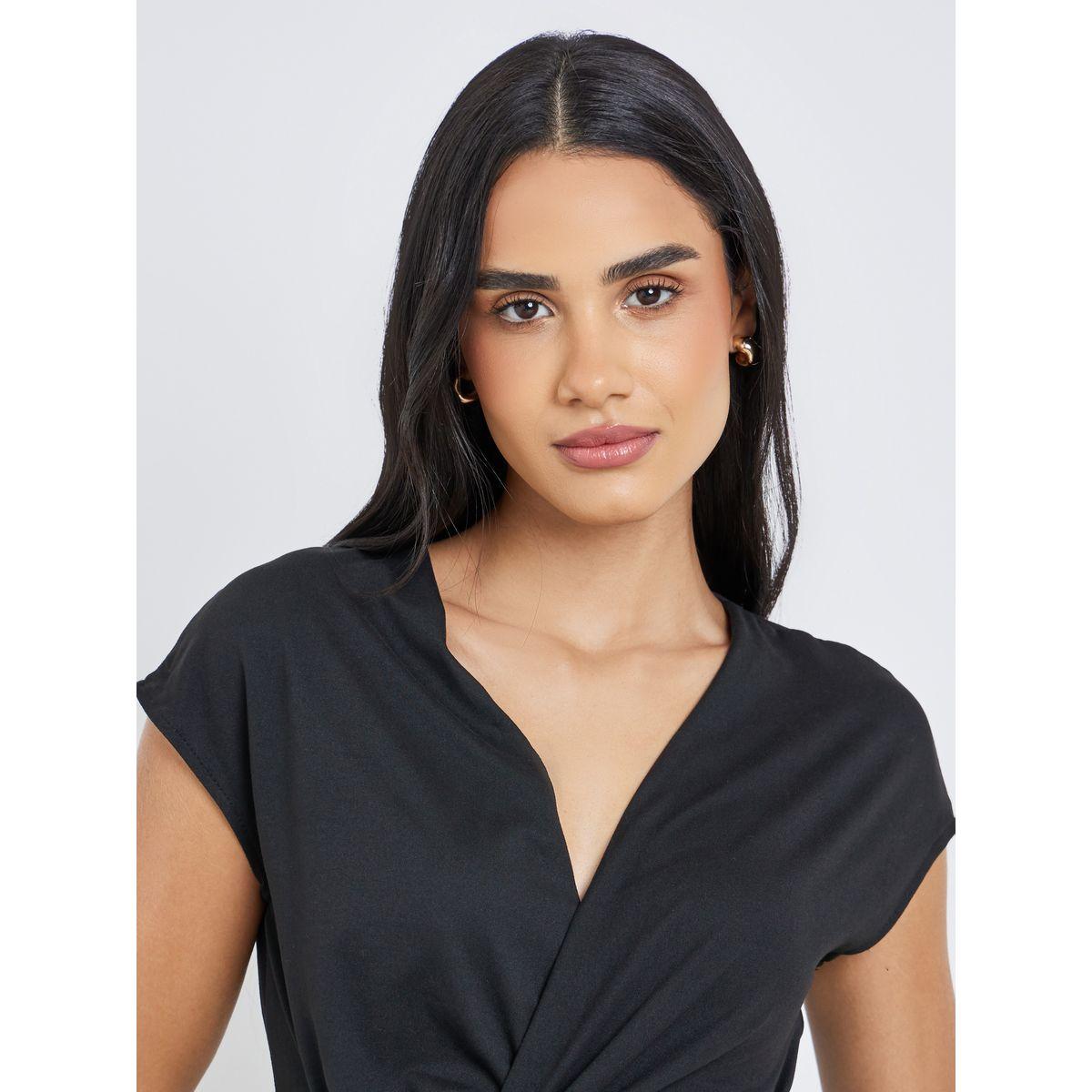 Styli Black Knot Front Wrap Top-women-clothing-shirtsandblouses-blouses-image-5