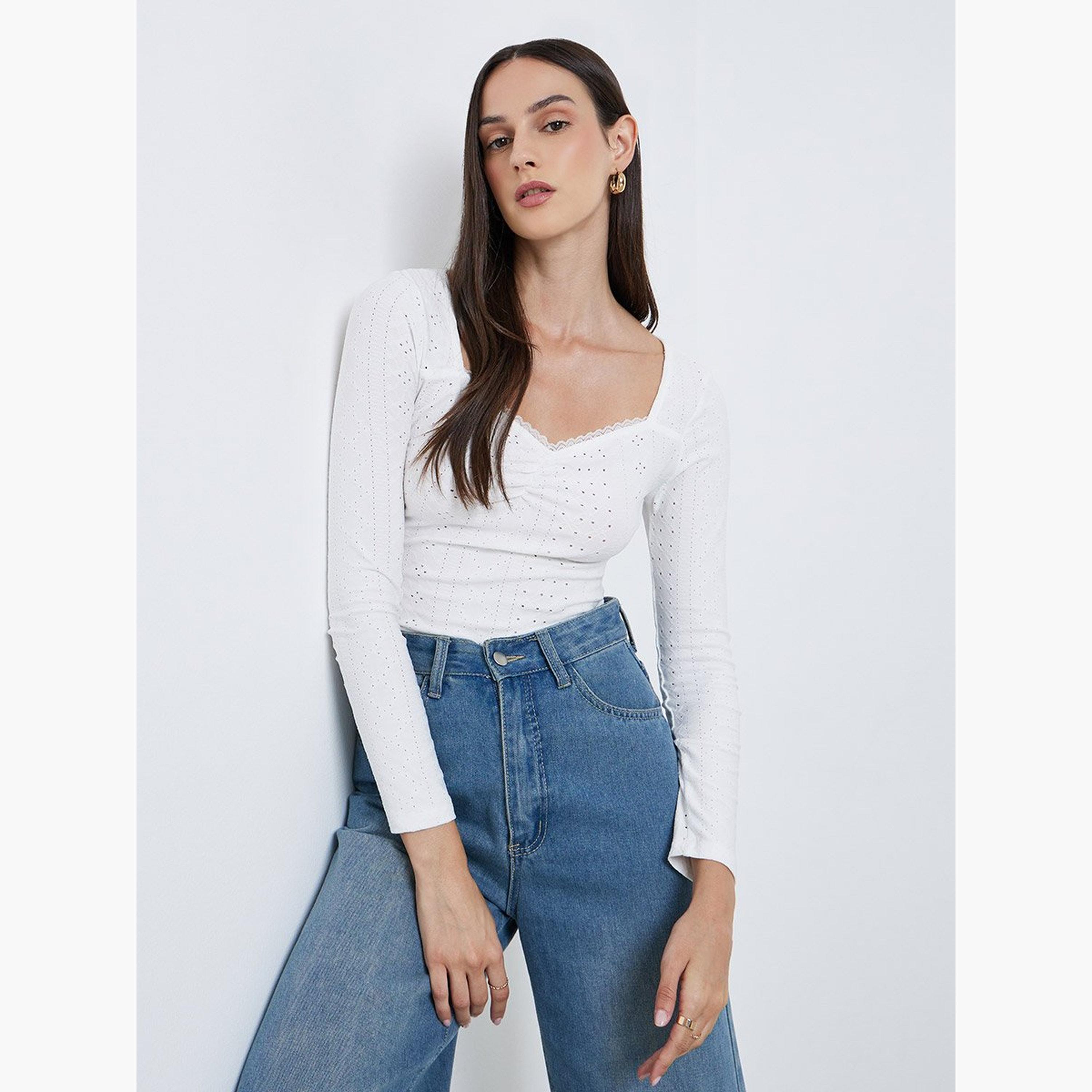 Styli White Eyelet Long Sleeve Top-women-clothing-shirtsandblouses-blouses-image-1
