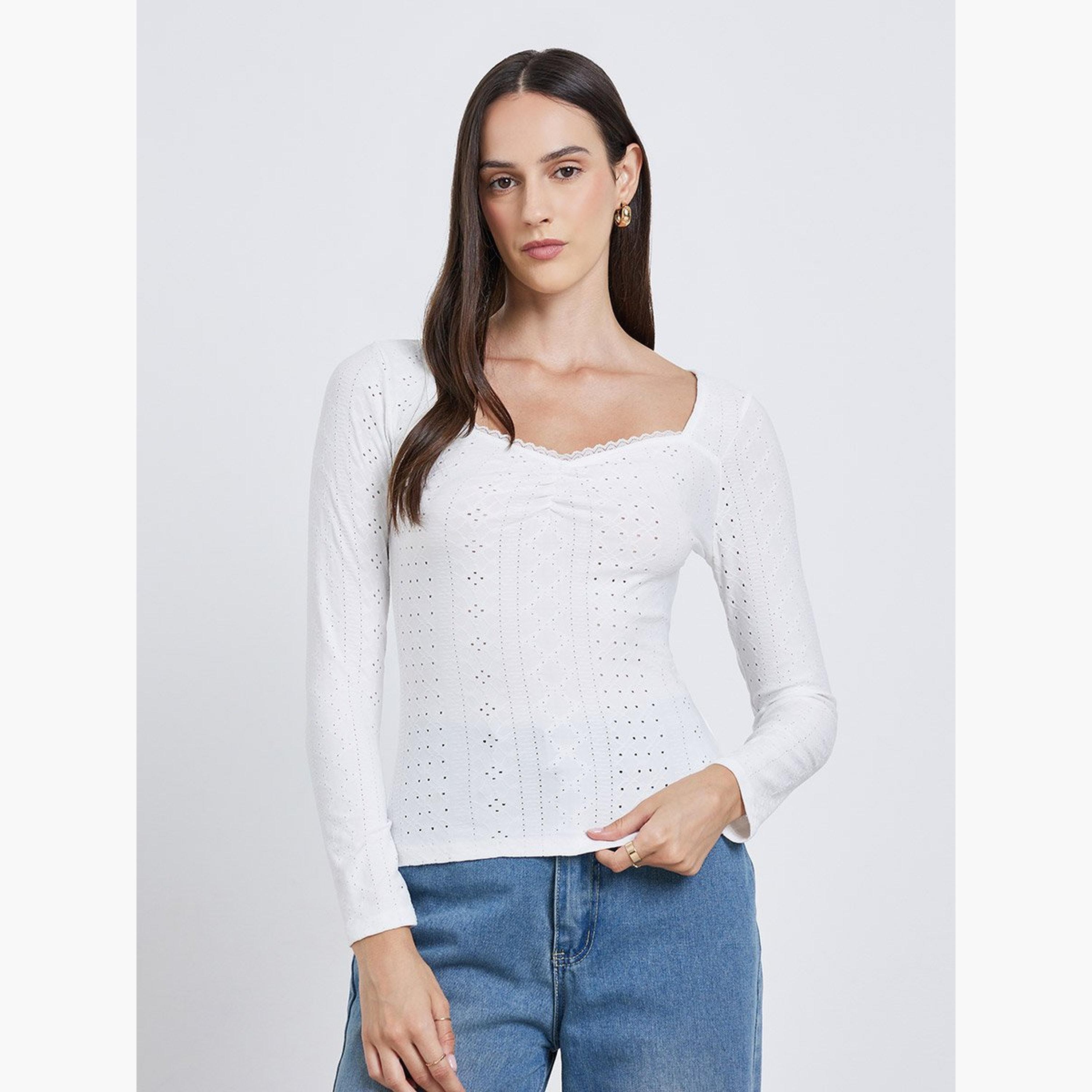 Styli White Eyelet Long Sleeve Top-women-clothing-shirtsandblouses-blouses-image-3