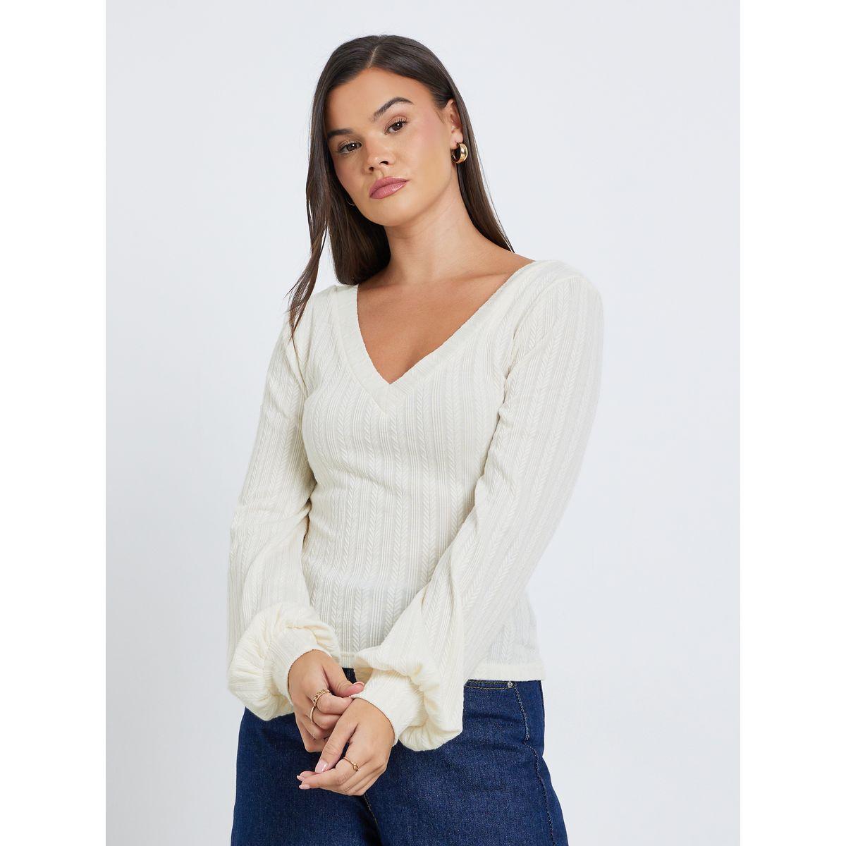 بلوزة محبوكة بأكمام طويلة-women-clothing-tshirts-image-4